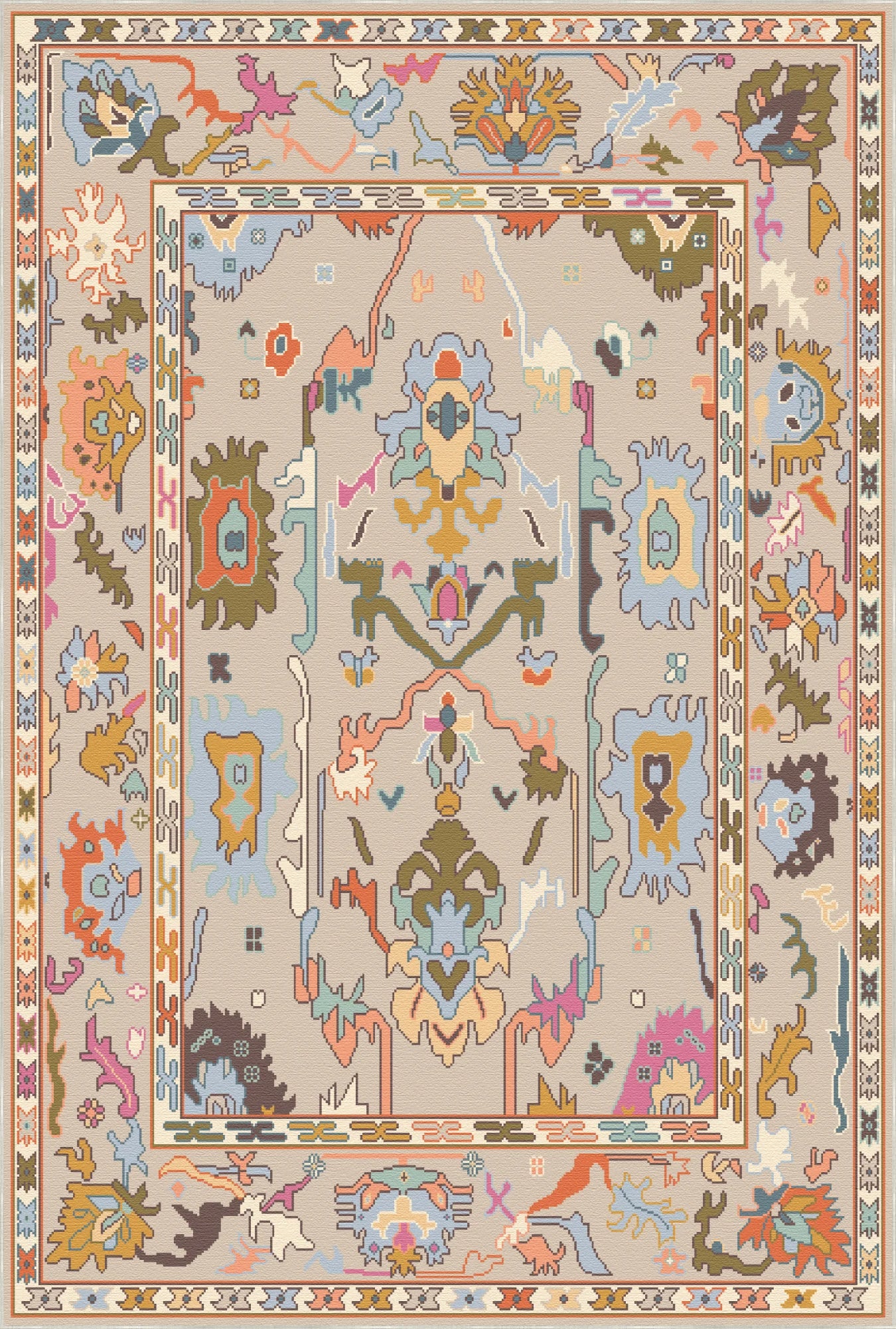 Абстрактний фольклорний килим Vora Mink