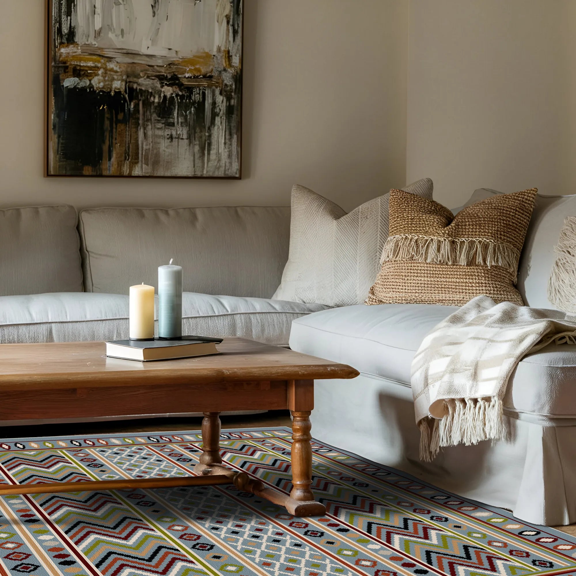 Геометричний миючий килим Azure Trail