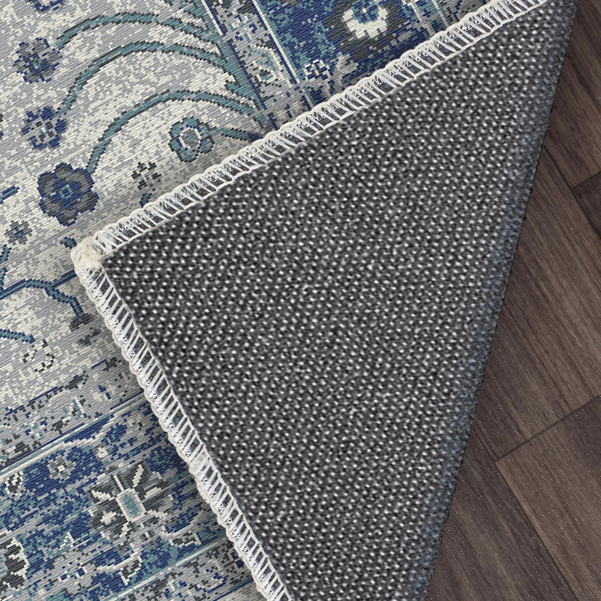 Килим Elara сіро синього квіткового кольору