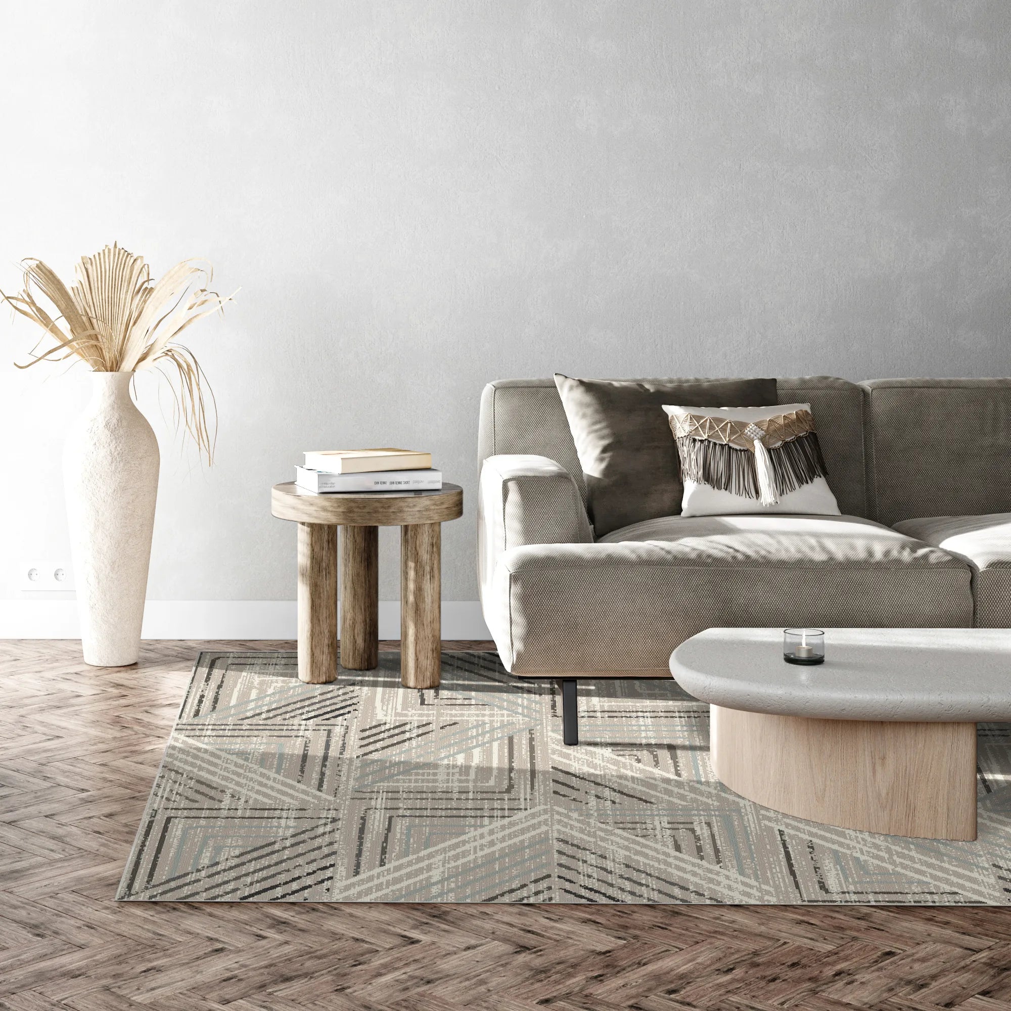 Геометричний миючий килим Taupe Labyrinth