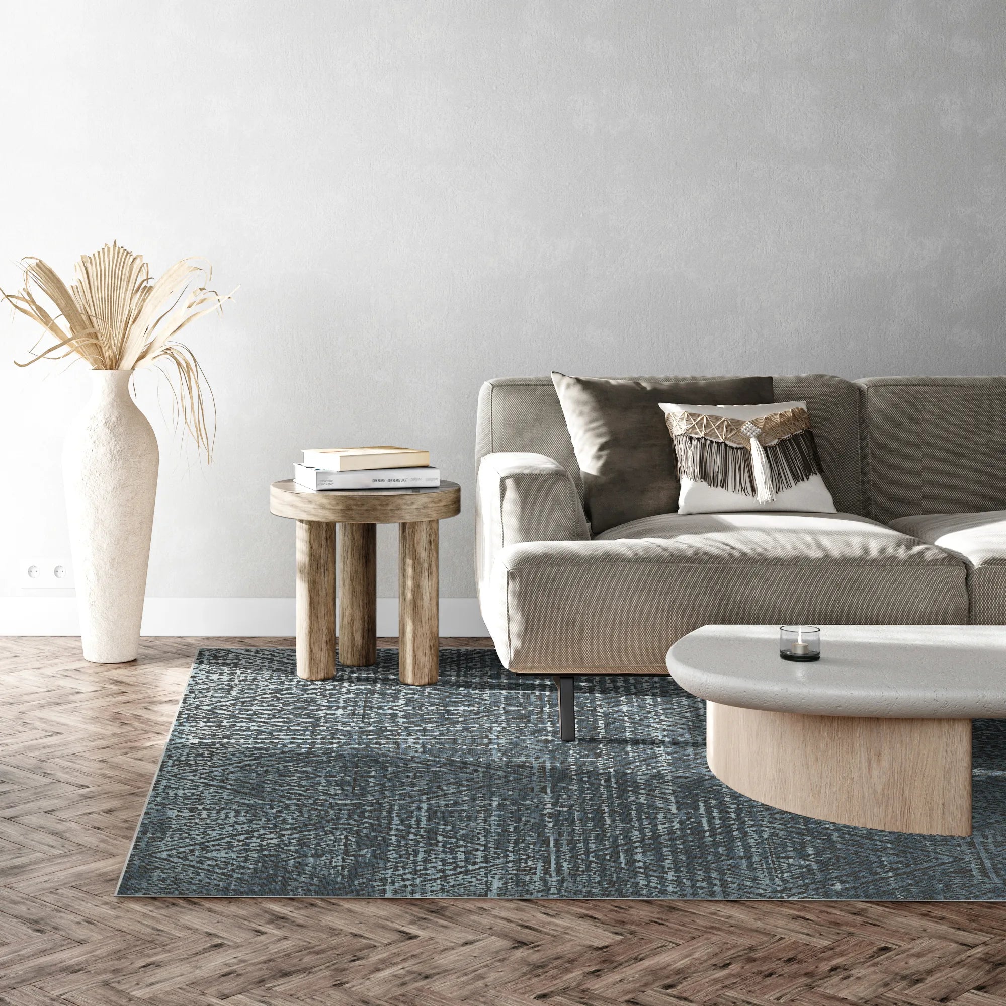 Килим з ґратчастою блакитною тінню