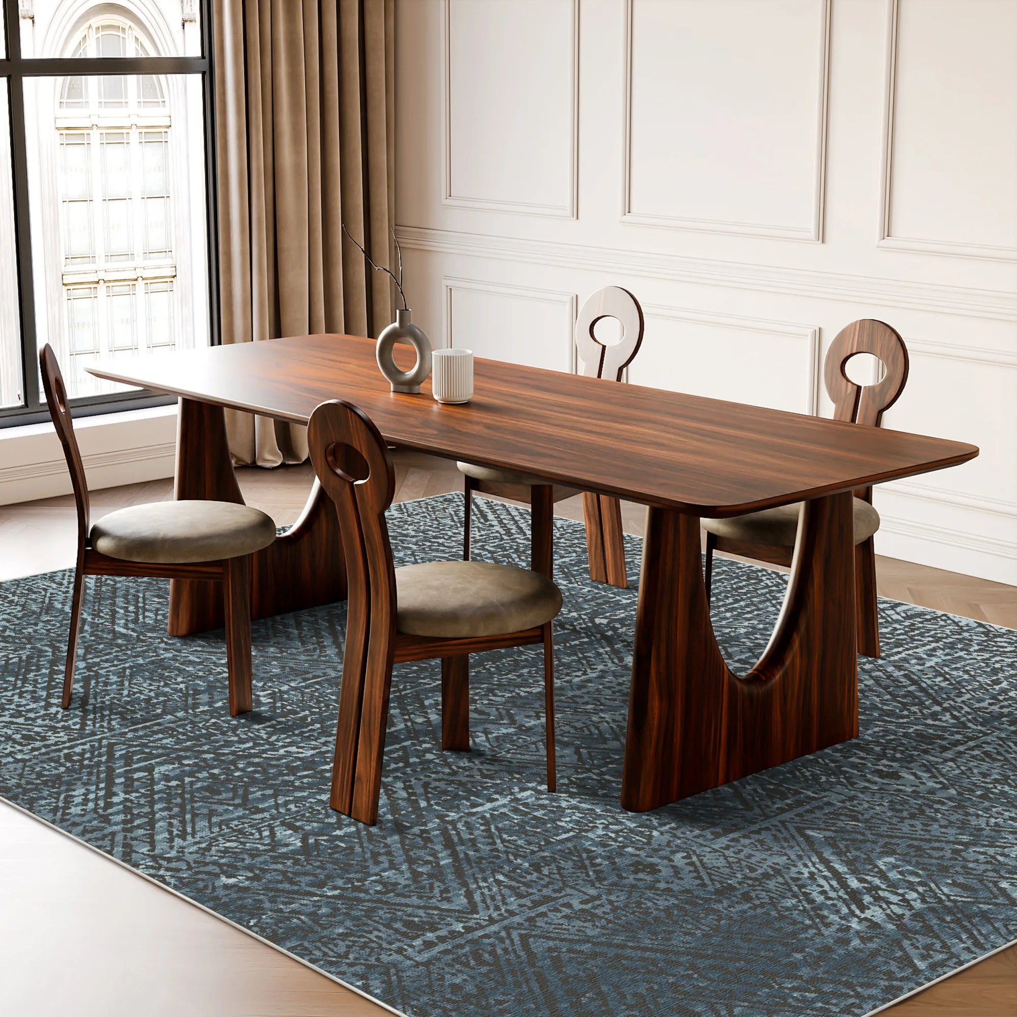 Килим з ґратчастою блакитною тінню