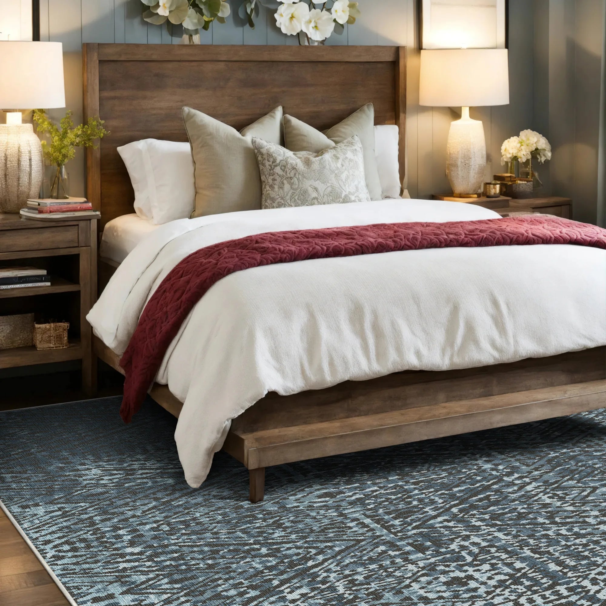 Килим з ґратчастою блакитною тінню