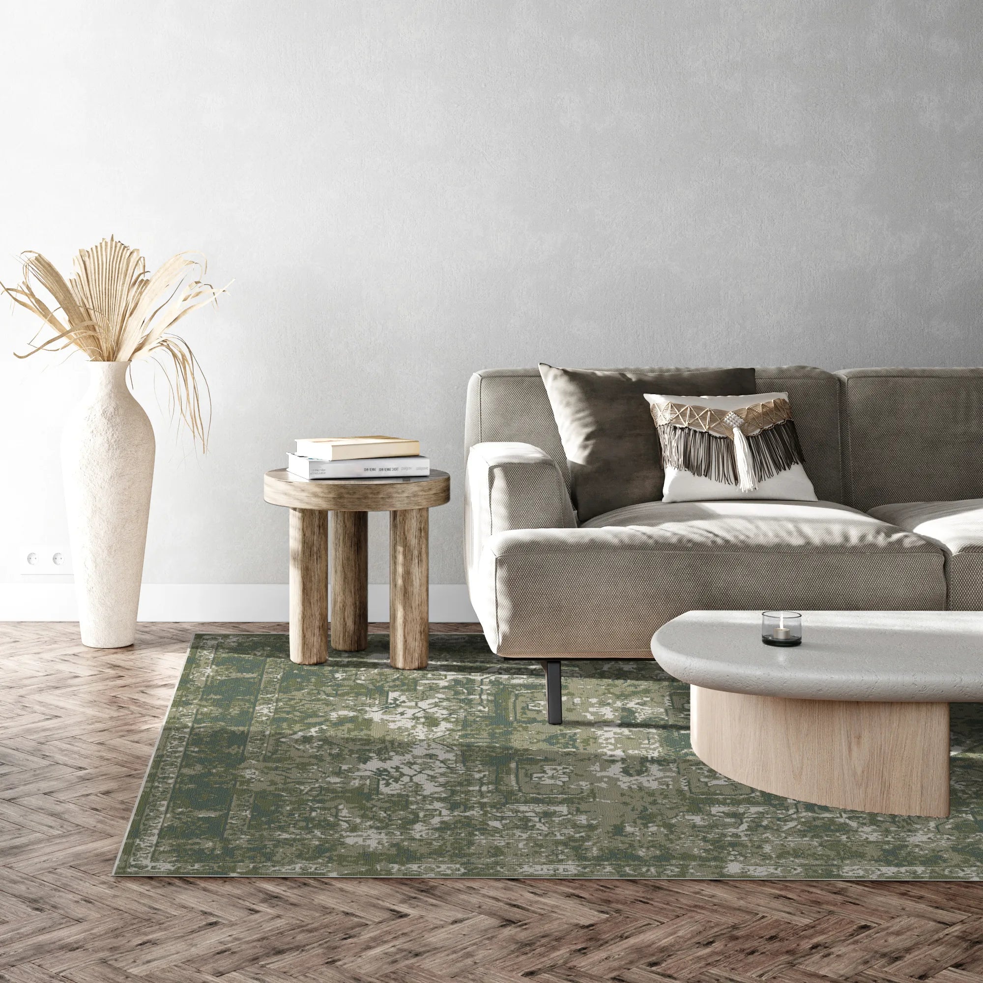 Килим Verdant Mist з витертим медальйоном