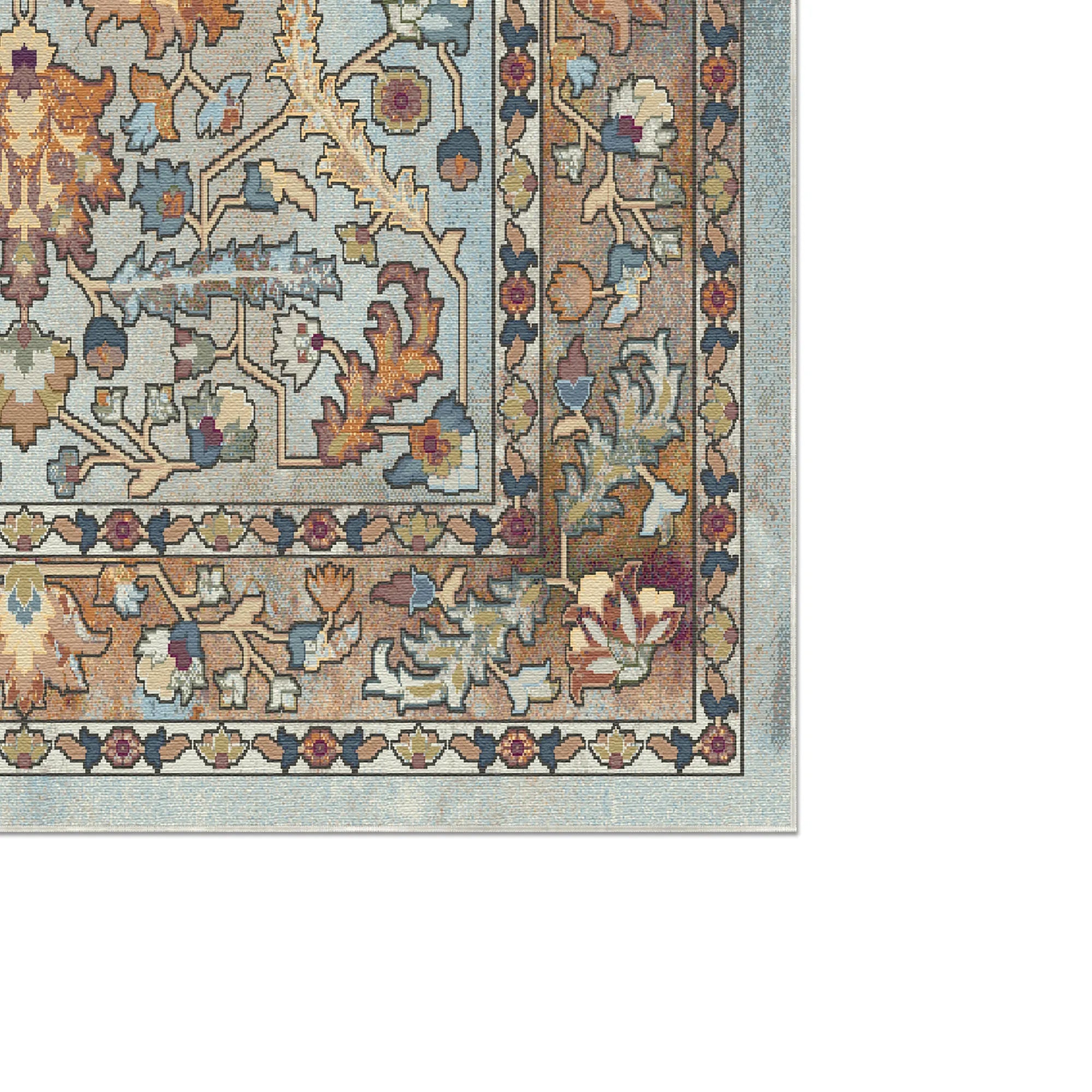 Килим з квітковим принтом Блакитна спадщина