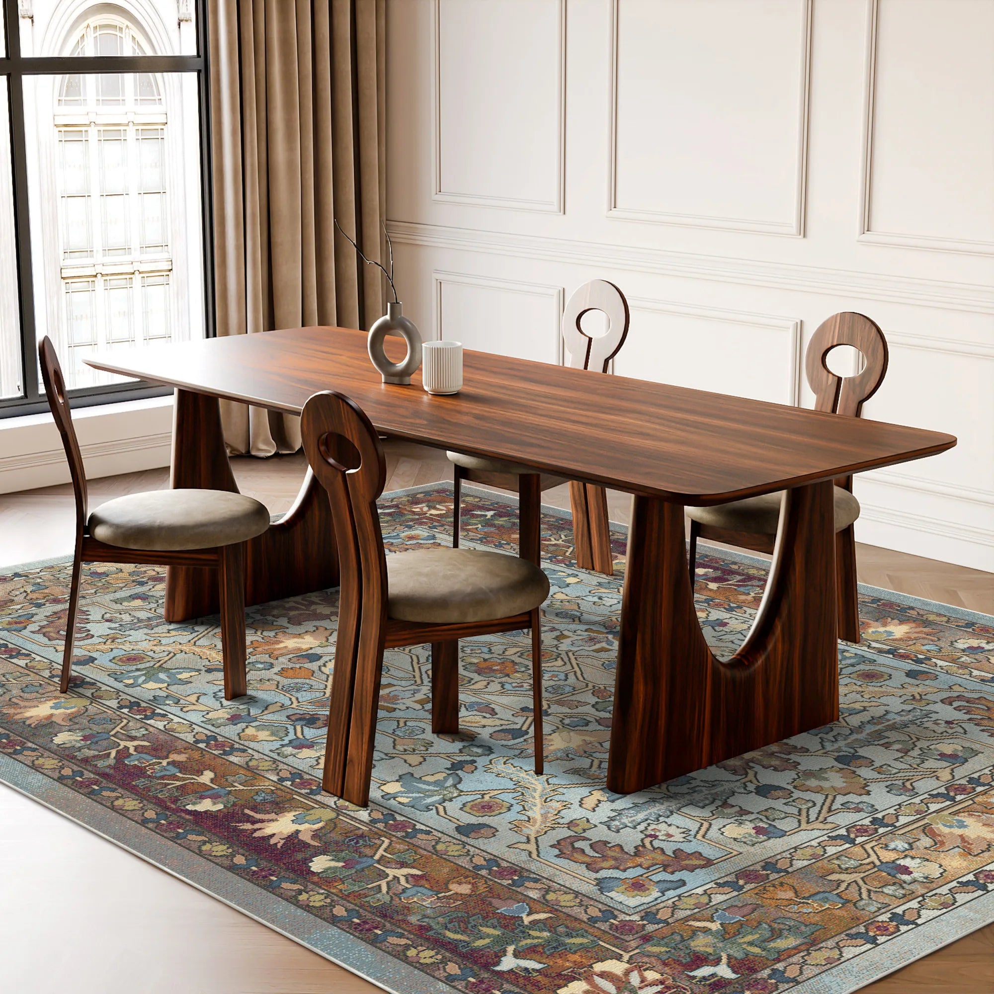 Килим з квітковим принтом Блакитна спадщина