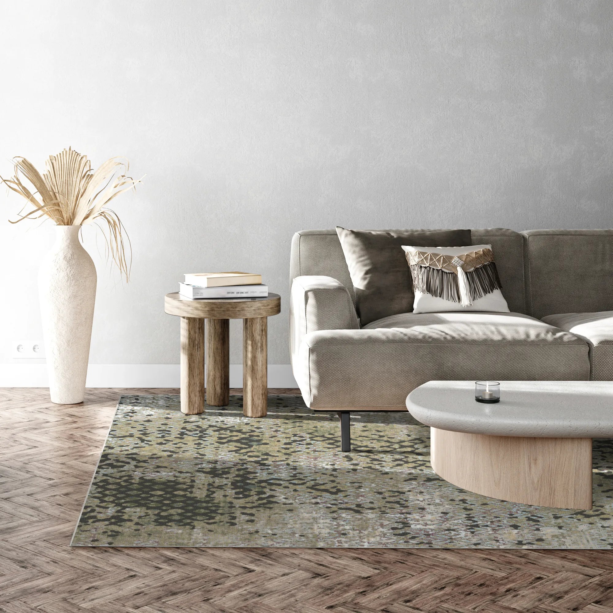 Рустикальний оливковий килимок з потертостями Trellis