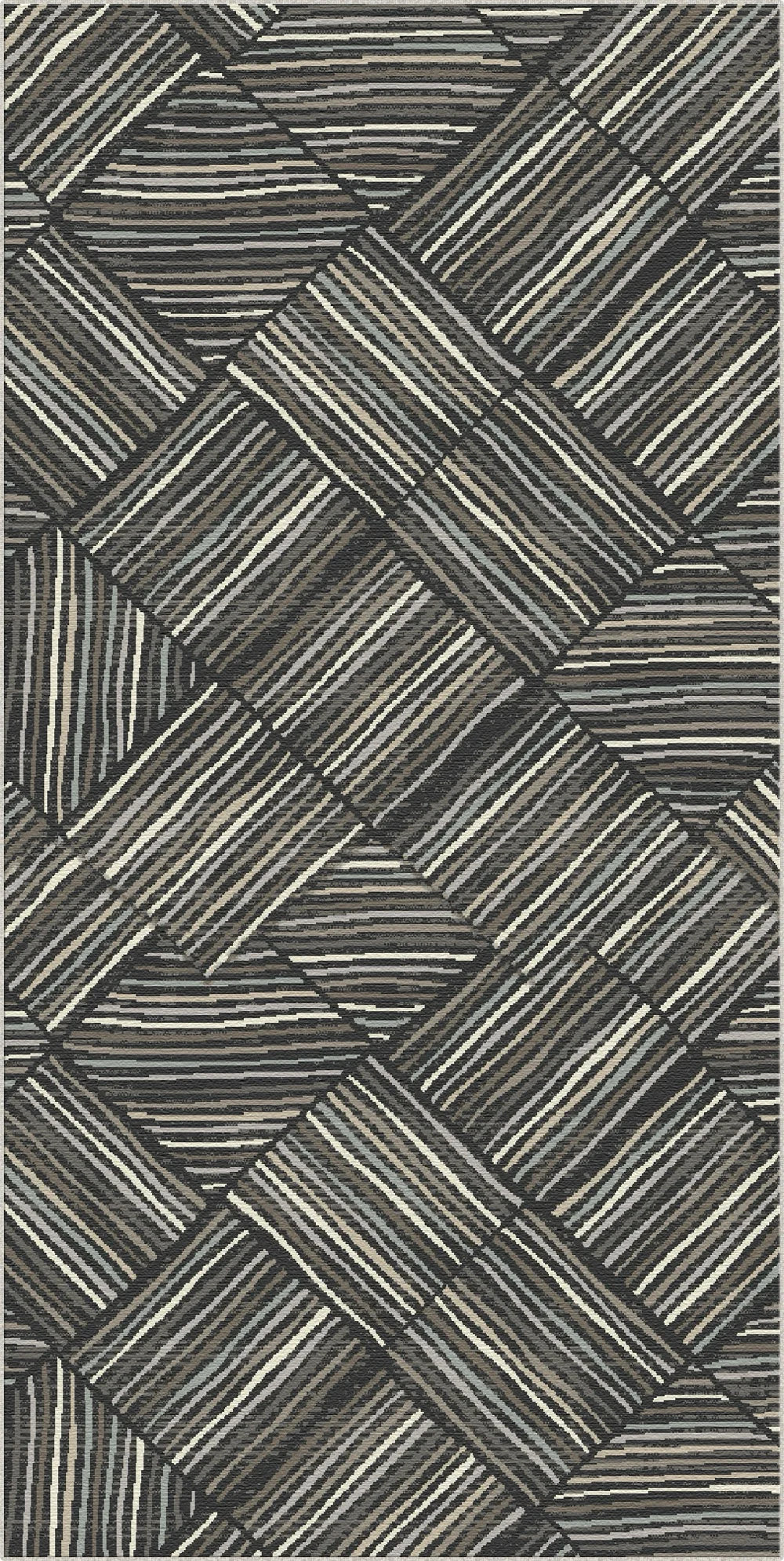 Килим із геометричним візерунком Stockholm Charcoal Linear, що можна прати