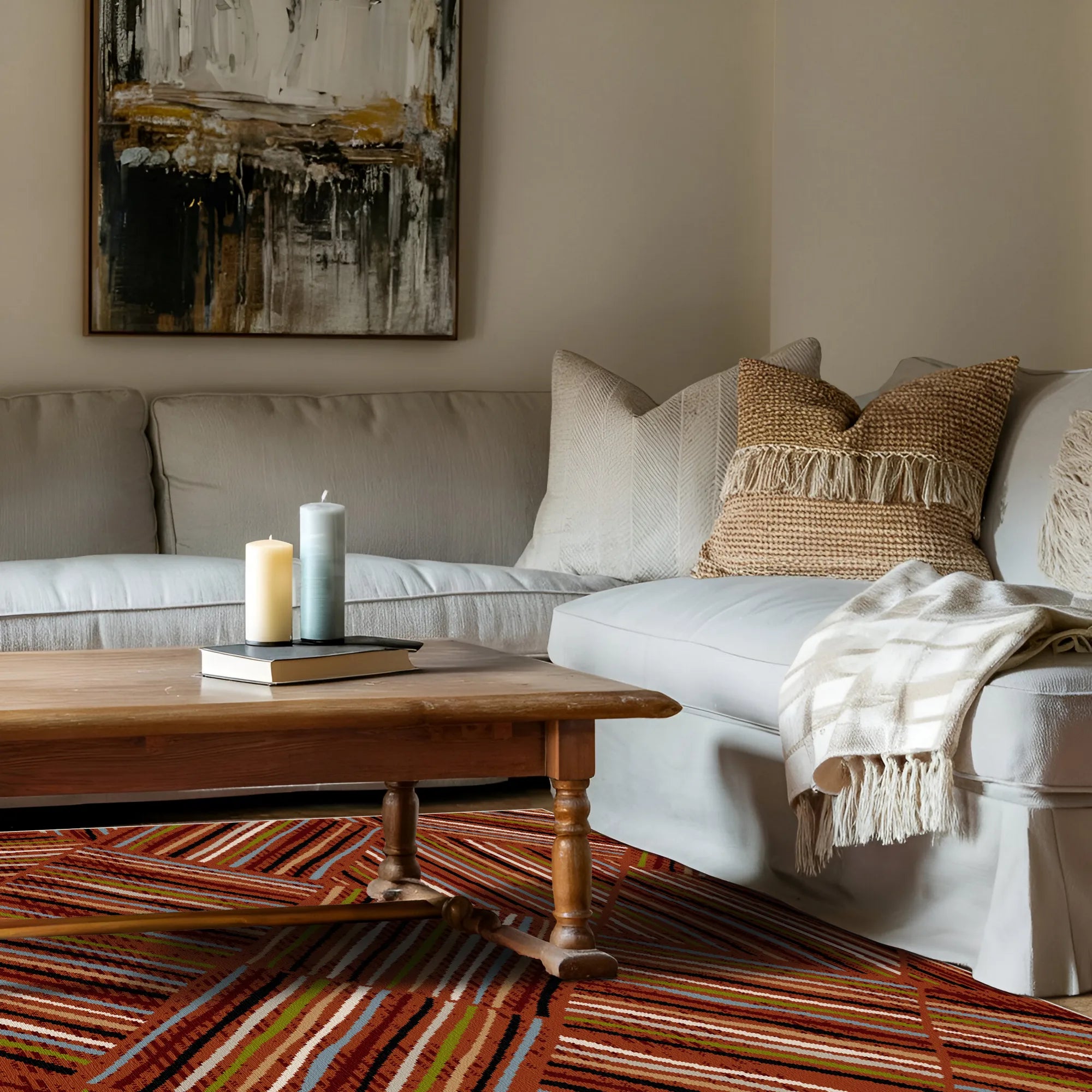 Лінійний килим Bergen Rust що прається