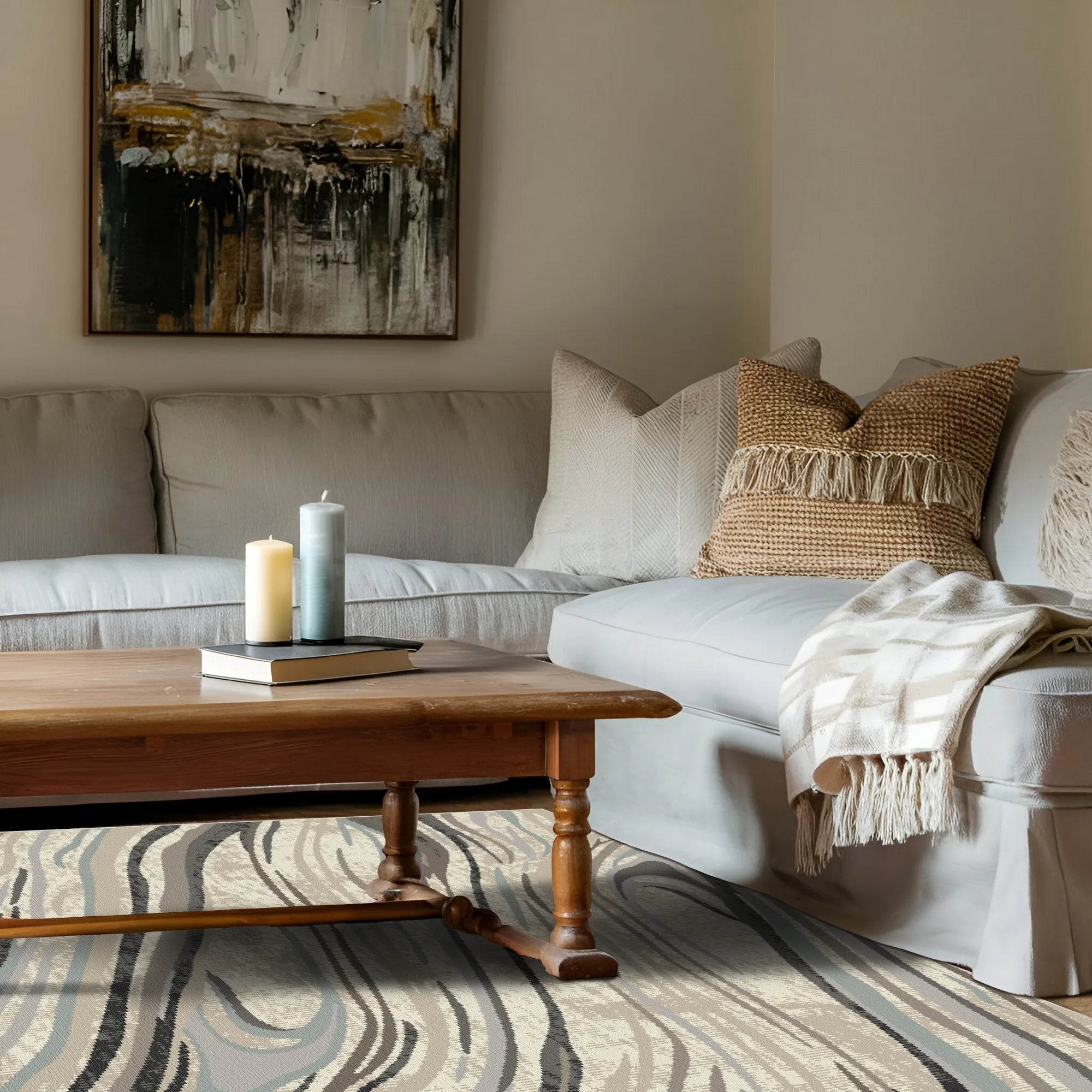 Абстрактний килим Milano Marble, що можна прати
