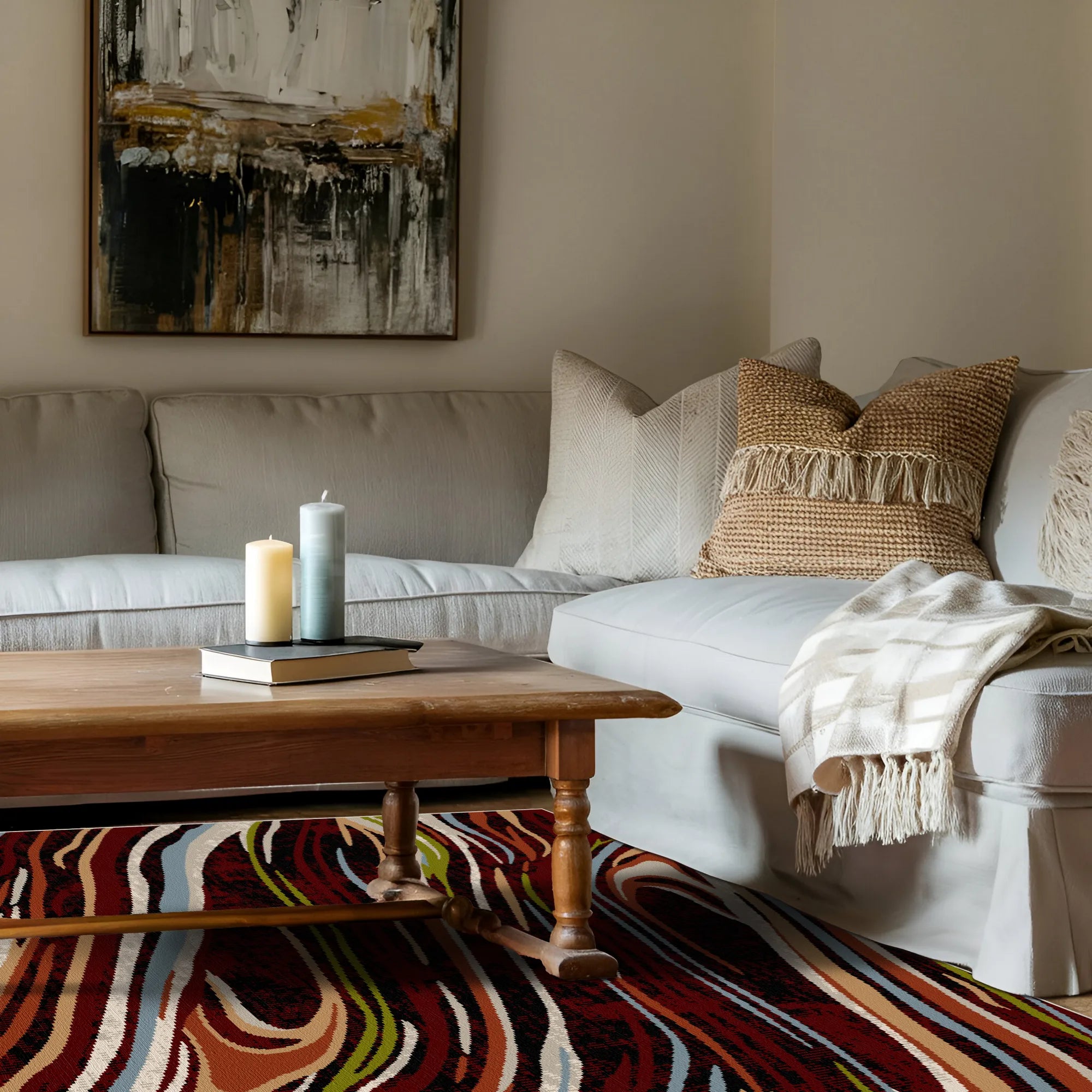 Абстрактний килим Verona Garnet, що можна прати