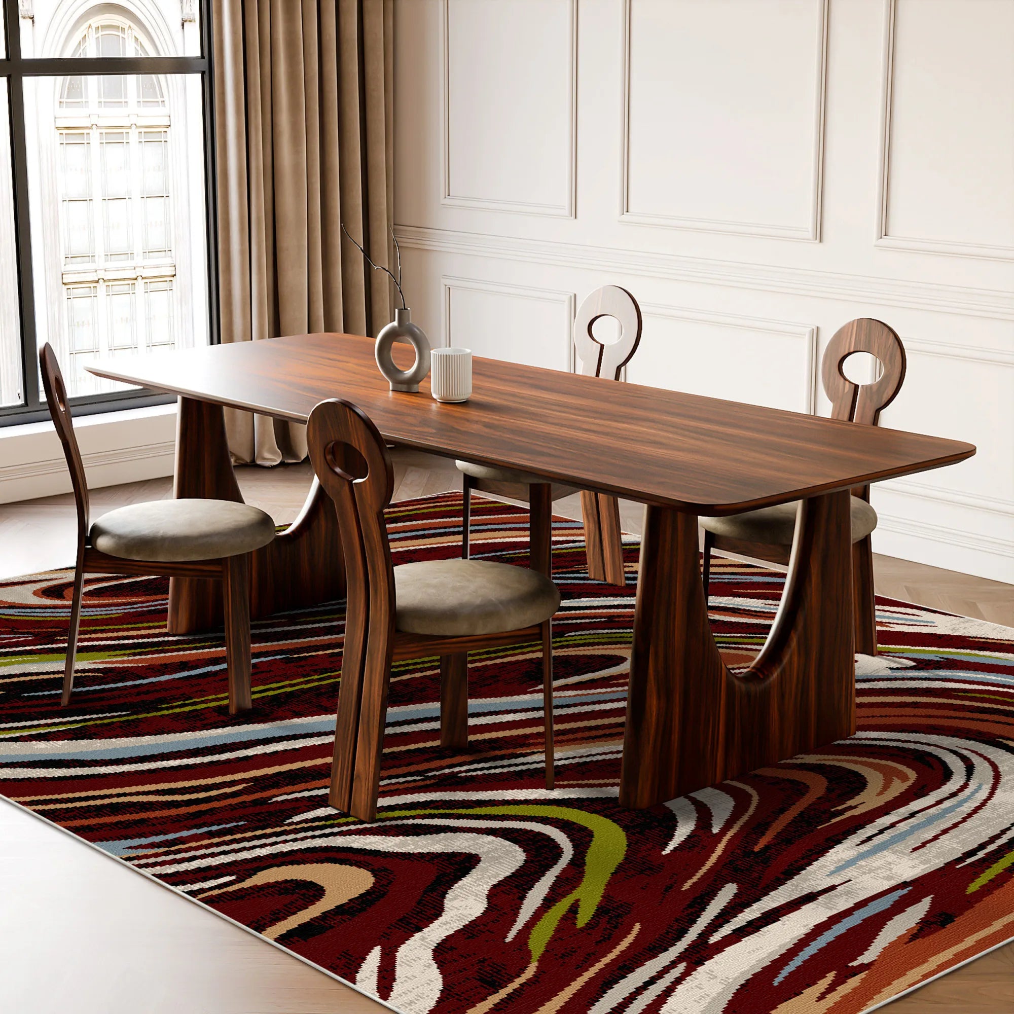 Абстрактний килим Verona Garnet, що можна прати
