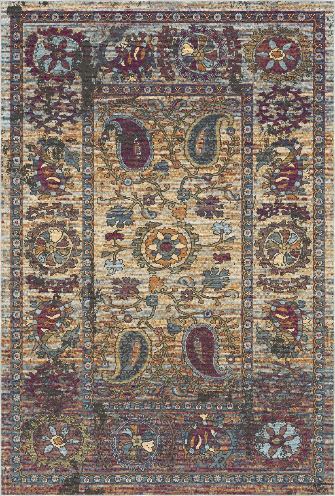 Килим з ботанічним принтом Amber Paisley