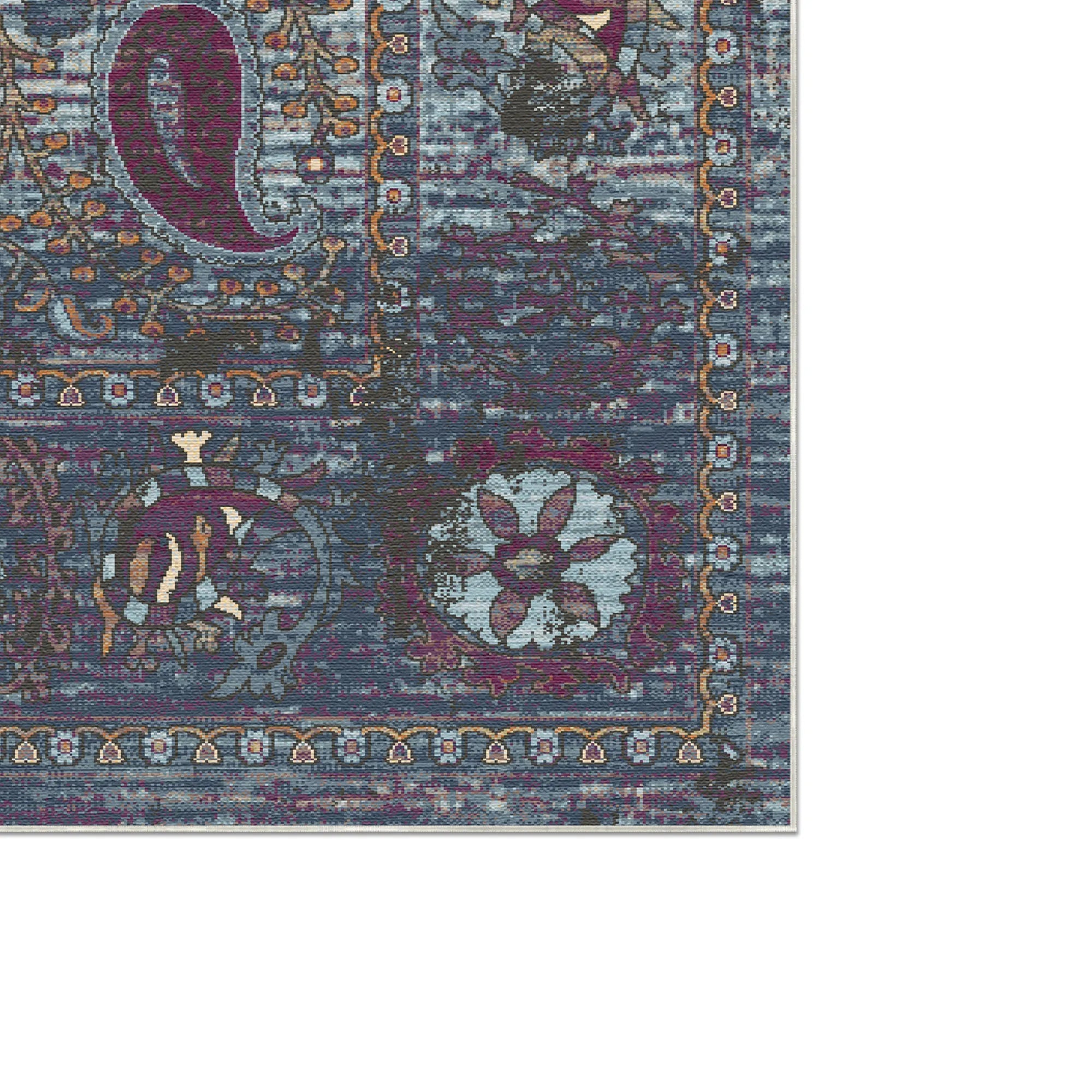 Килим із ботанічним візерунком Indigo Paisley Erased
