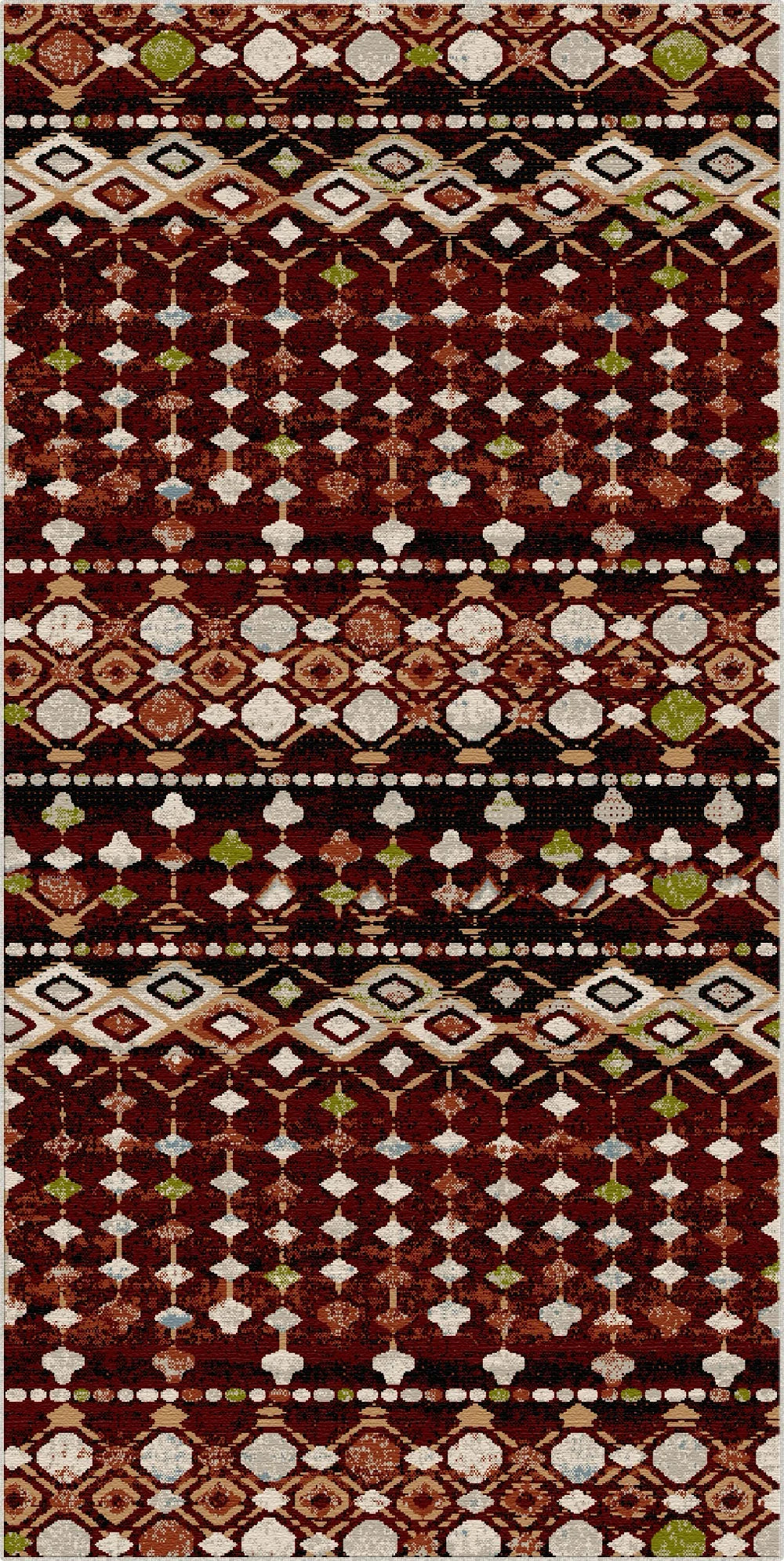 Племінний геометричний килим Taos Garnet, що можна прати