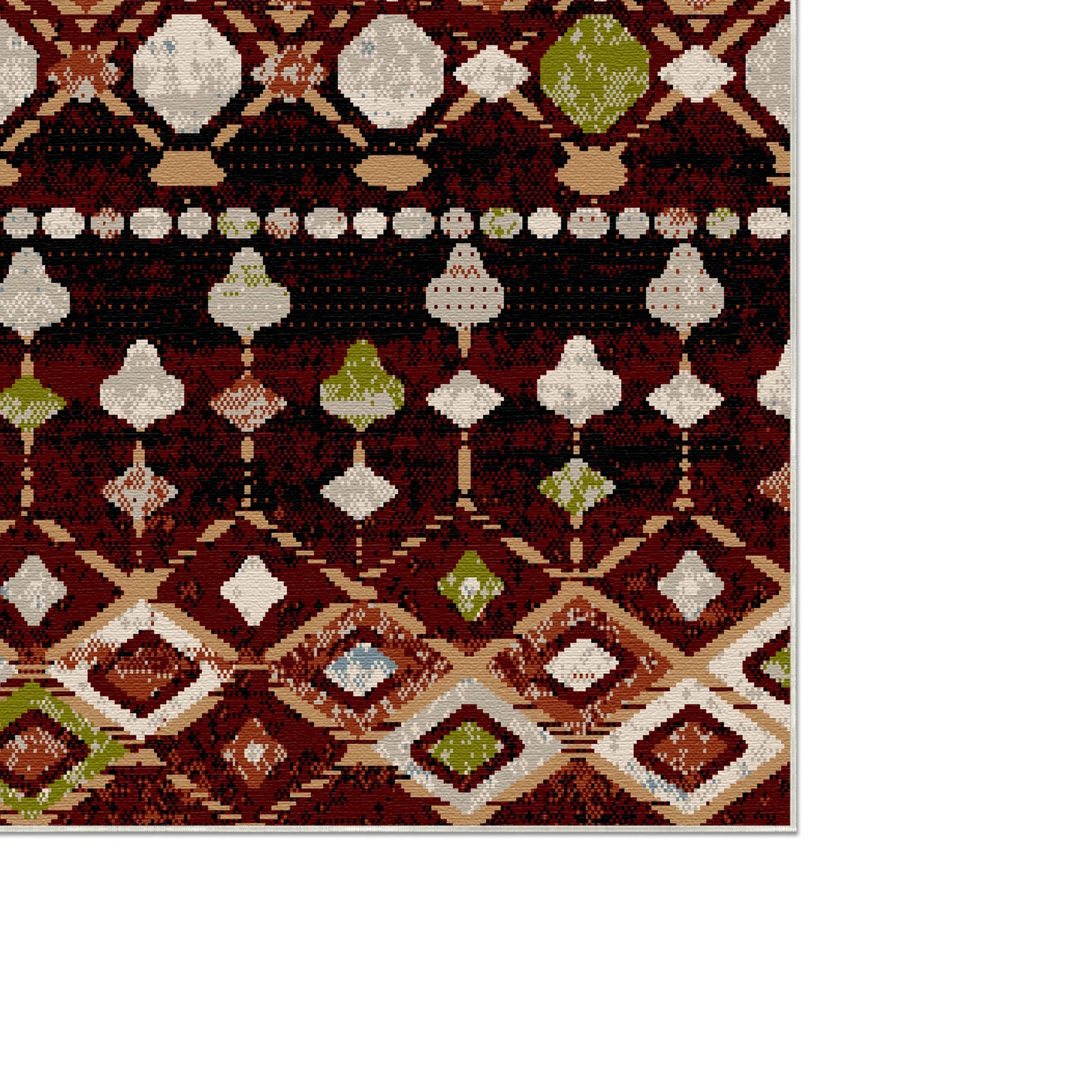 Племінний геометричний килим Taos Garnet, що можна прати