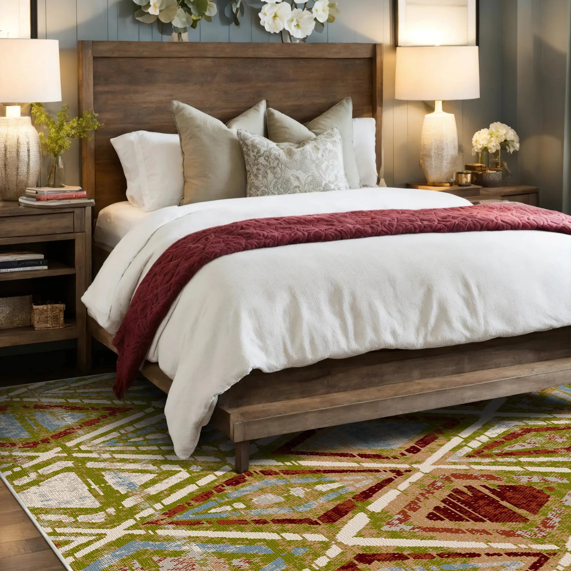 Геометричний килим Jasper Olive що прається