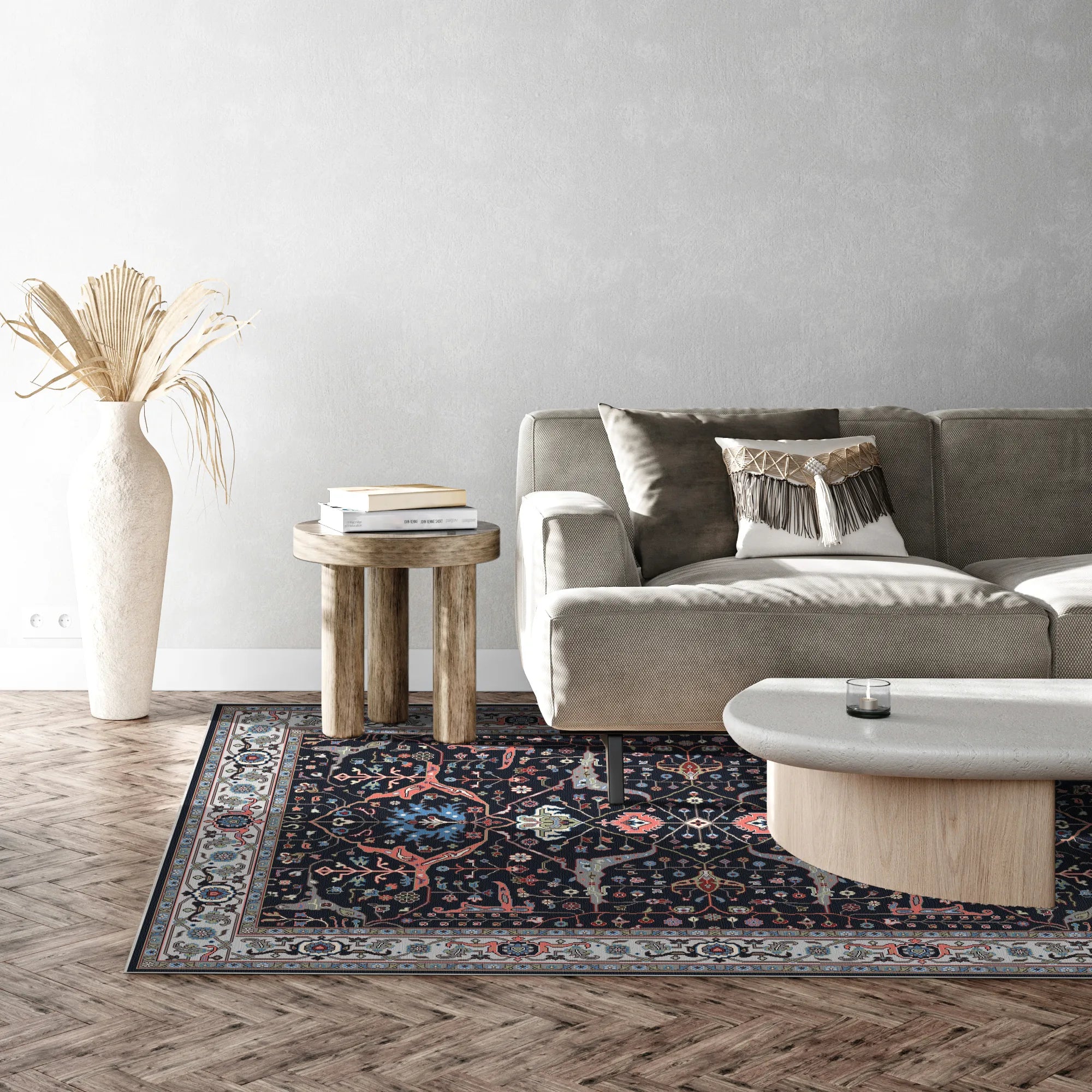 Класичний темно синій перський килим медальйон