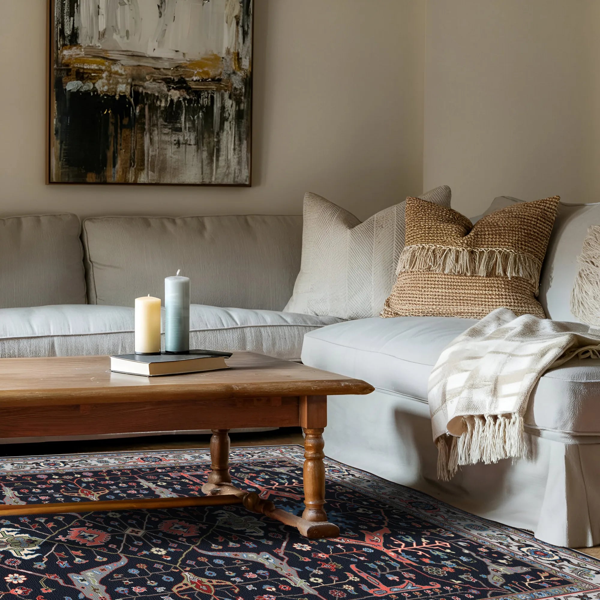 Класичний темно синій перський килим медальйон