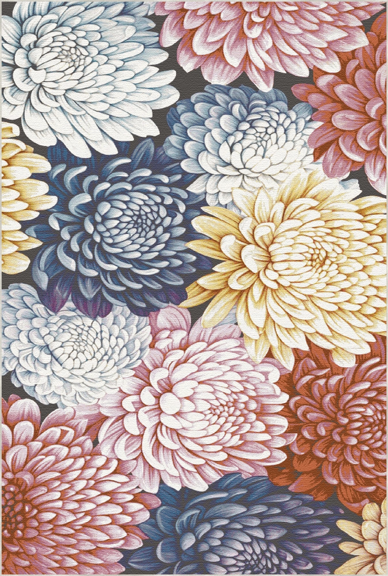 Килим з хризантем Obsidian Bloom