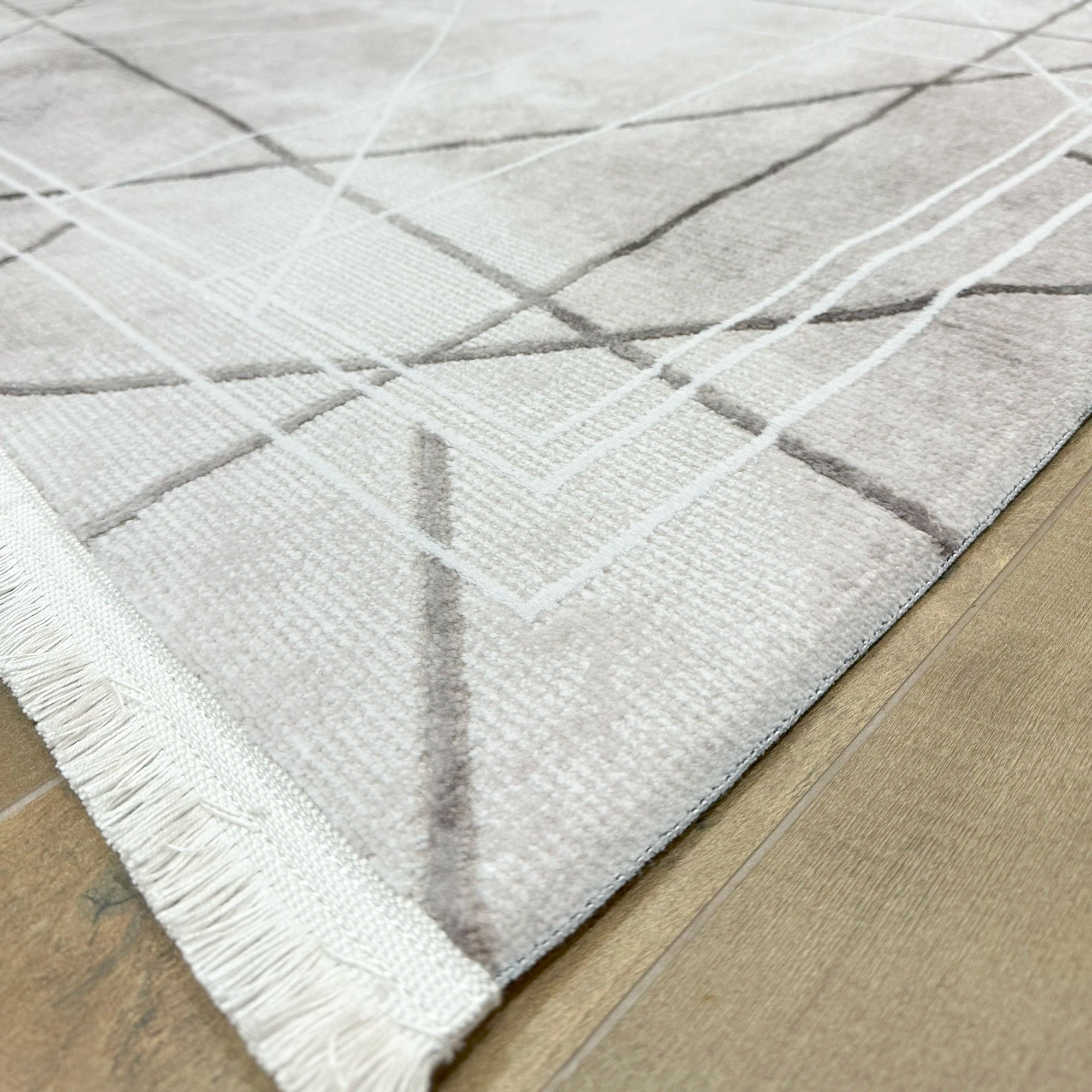 Сучасний багатошаровий геометричний абстракційний килим | Коричневий