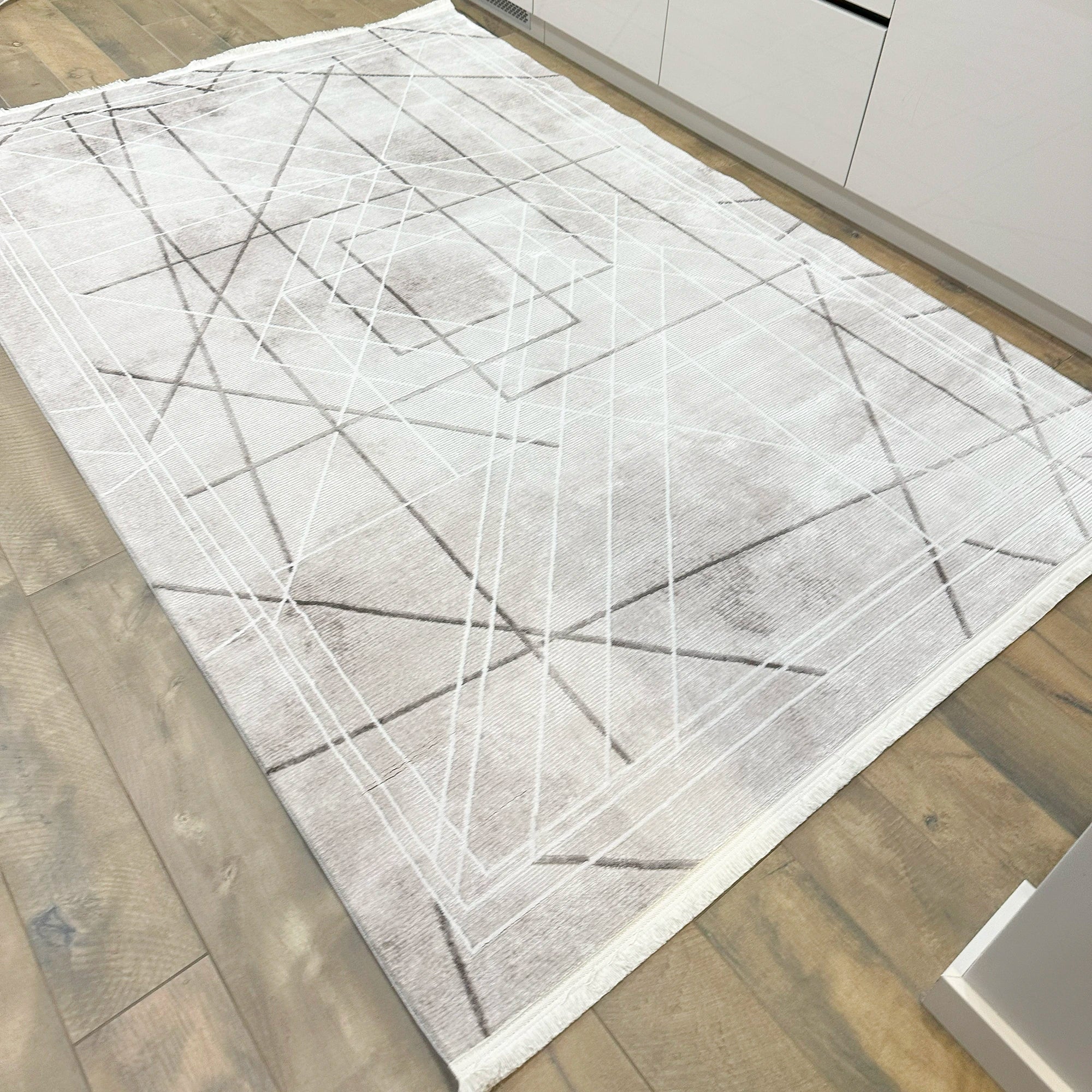 Сучасний багатошаровий геометричний абстракційний килим | Коричневий