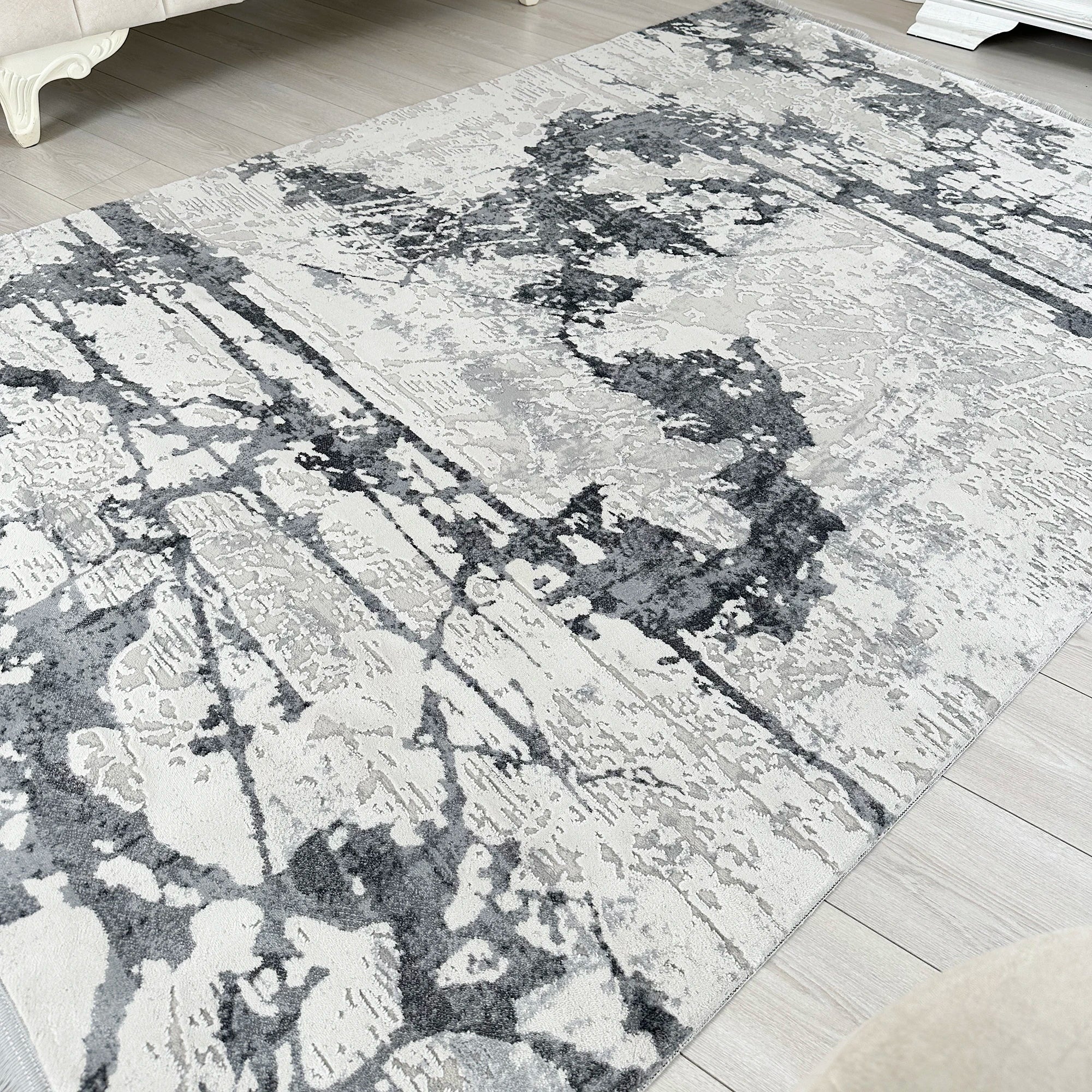 Сучасний килим з вапняковими прожилками | Сірий