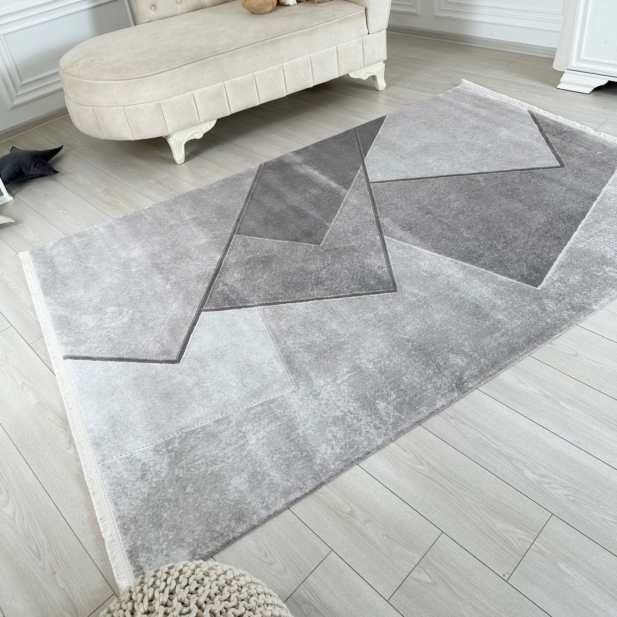 Килим з абстрактними панелями та текстурою | Коричневий