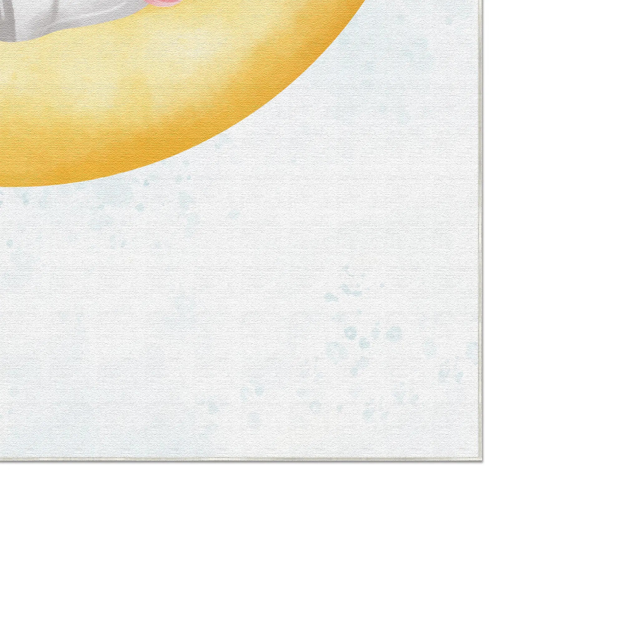 Close-up of Bella Rugs's white and yellow kids rug
