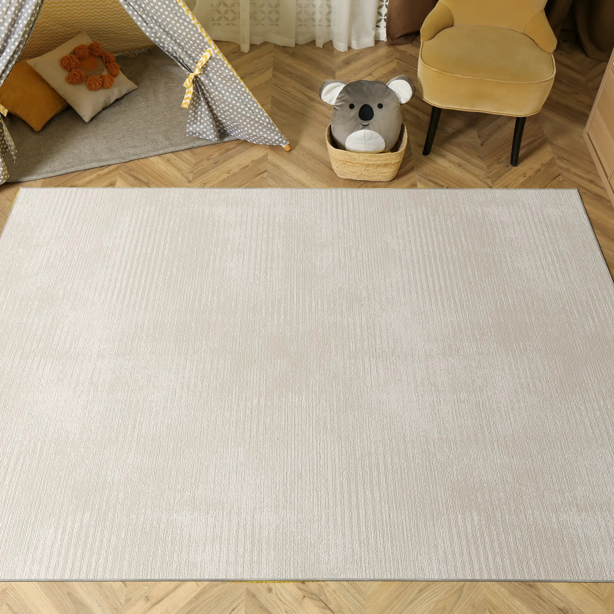 Мийний килим із текстурою кремового кольору