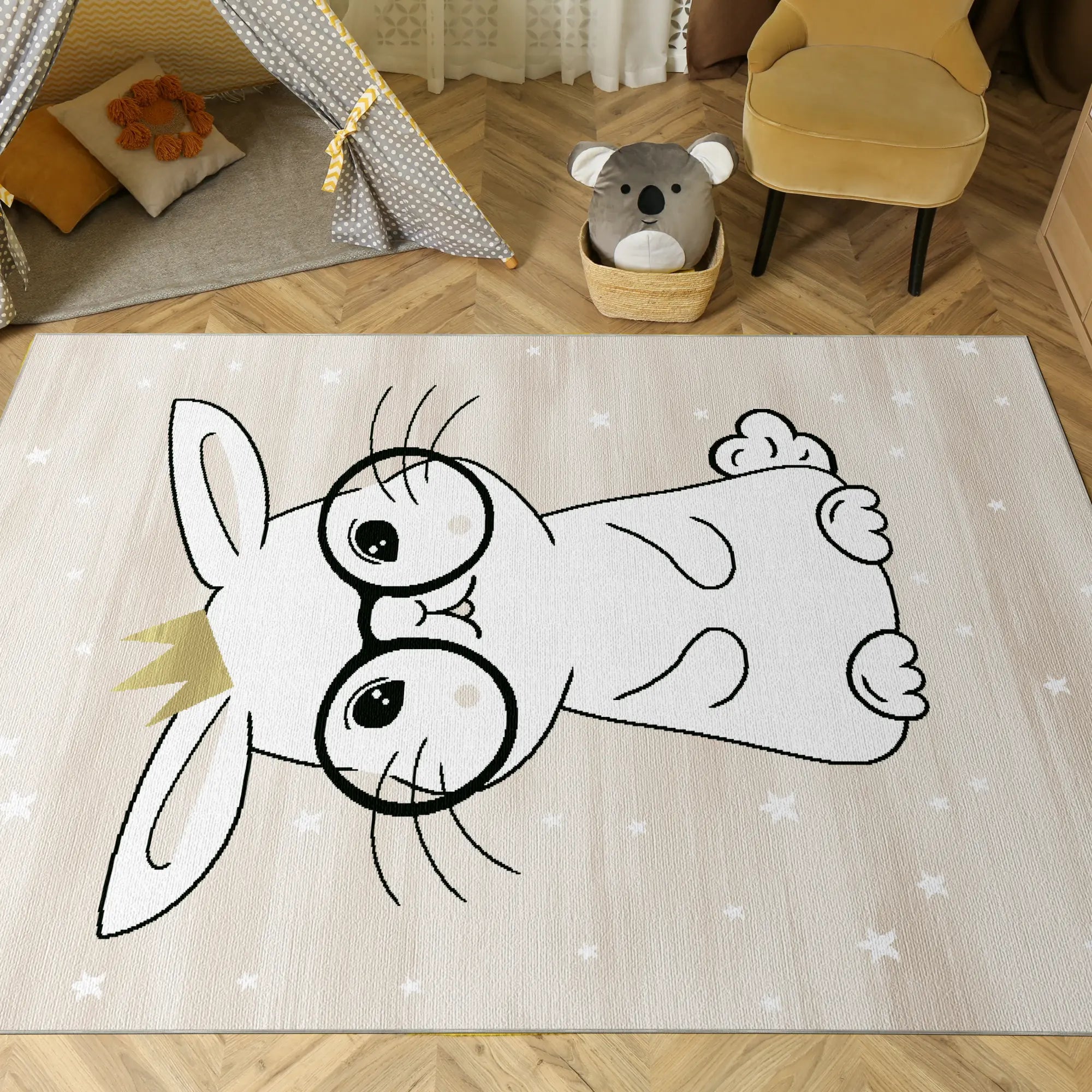 Мийний дитячий килим із зайчиком
