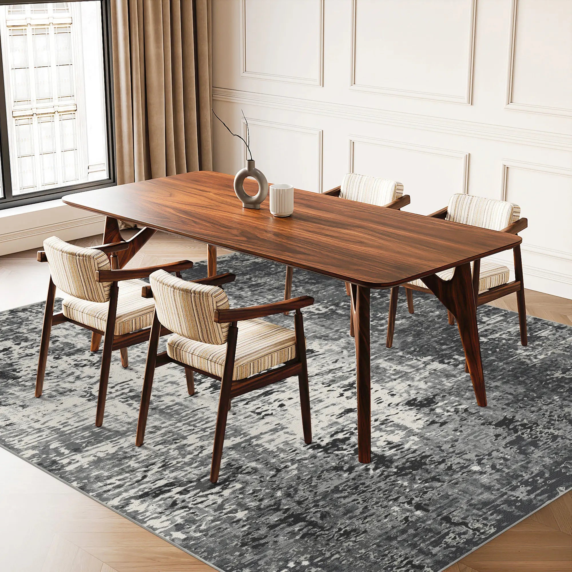 Статичний промисловий абстрактний килим Obsidian