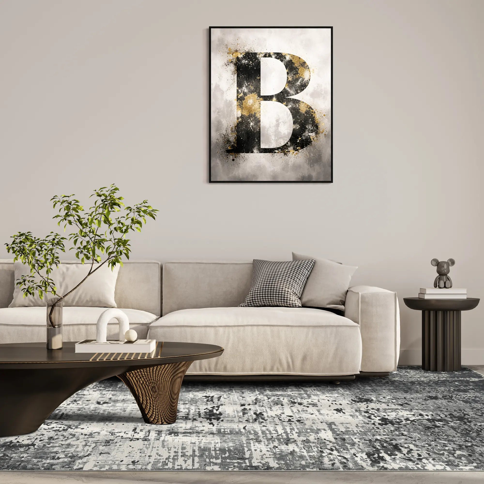 Статичний промисловий абстрактний килим Obsidian