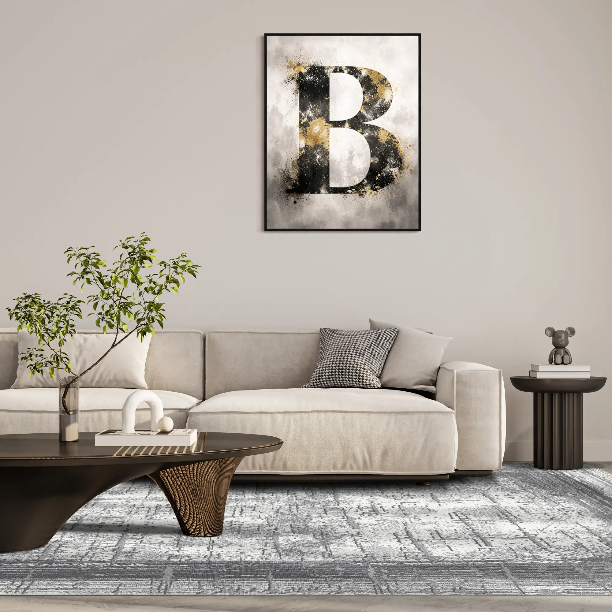 Килим Slate Frame з абстрактним потертим дизайном