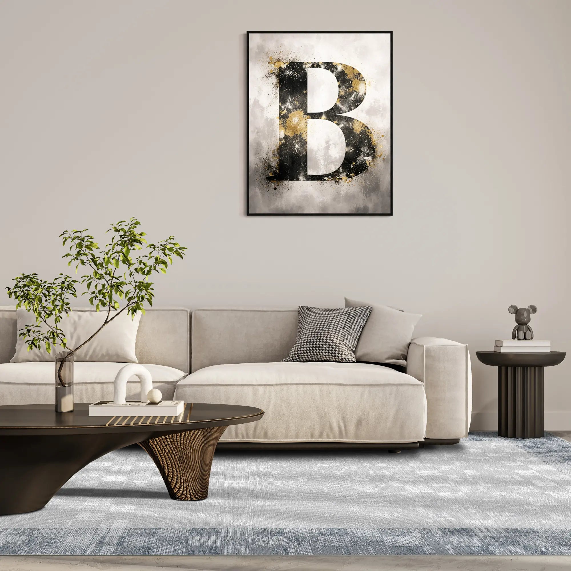 Килим Silver Mosaic з абстрактним дизайном в рамці