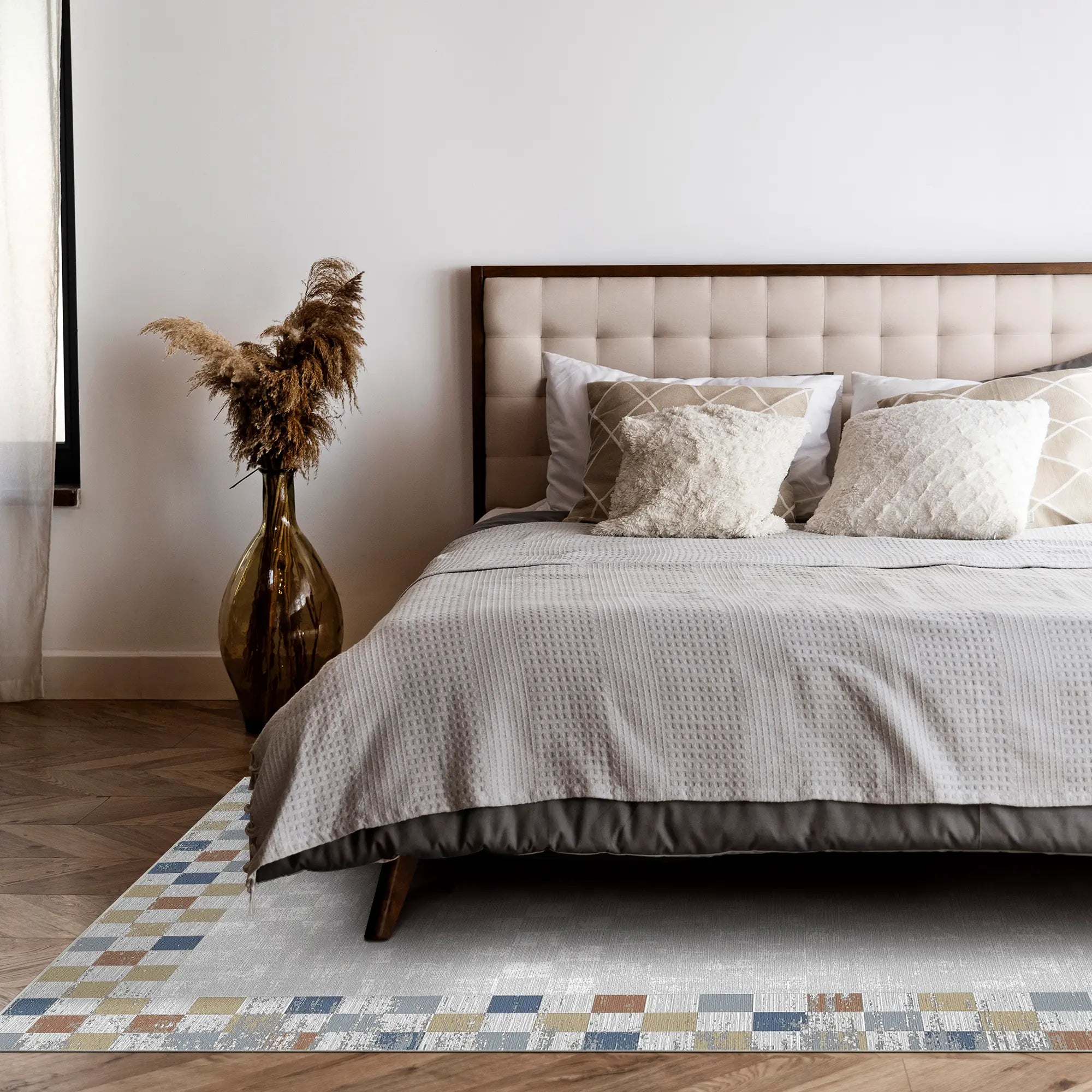 Килим Terra Sapphire Mosaic з абстрактним дизайном в рамці