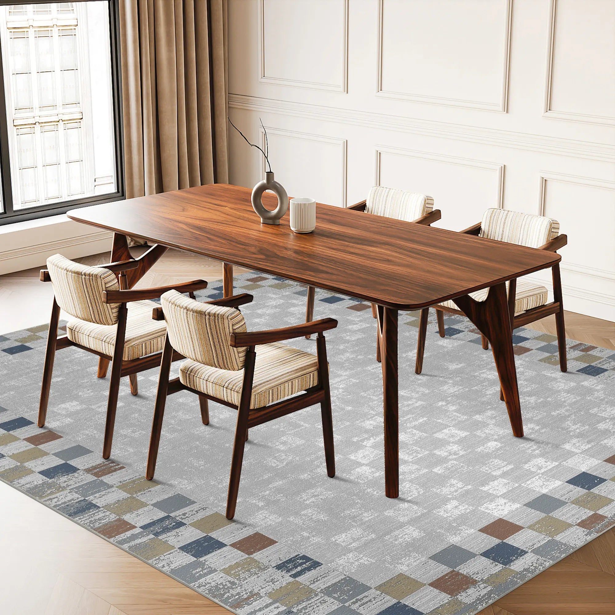 Килим Terra Sapphire Mosaic з абстрактним дизайном в рамці