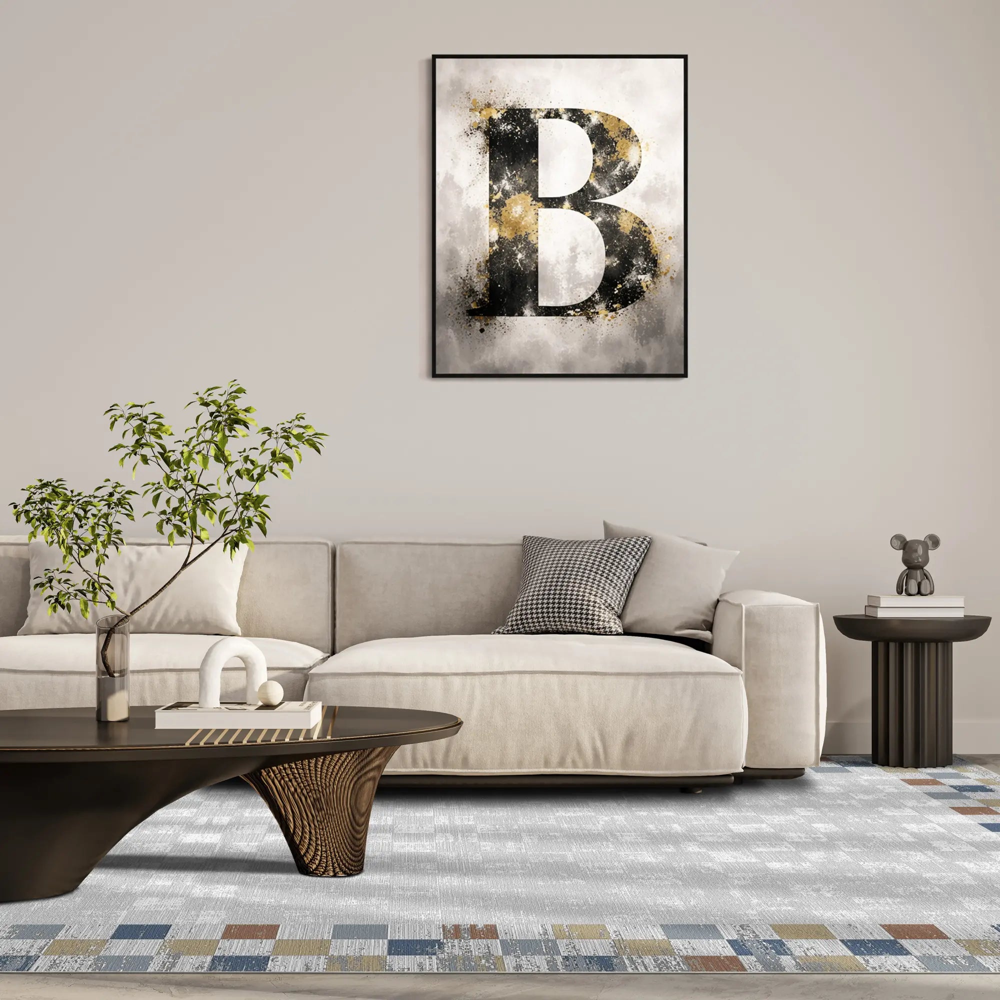 Килим Terra Sapphire Mosaic з абстрактним дизайном в рамці