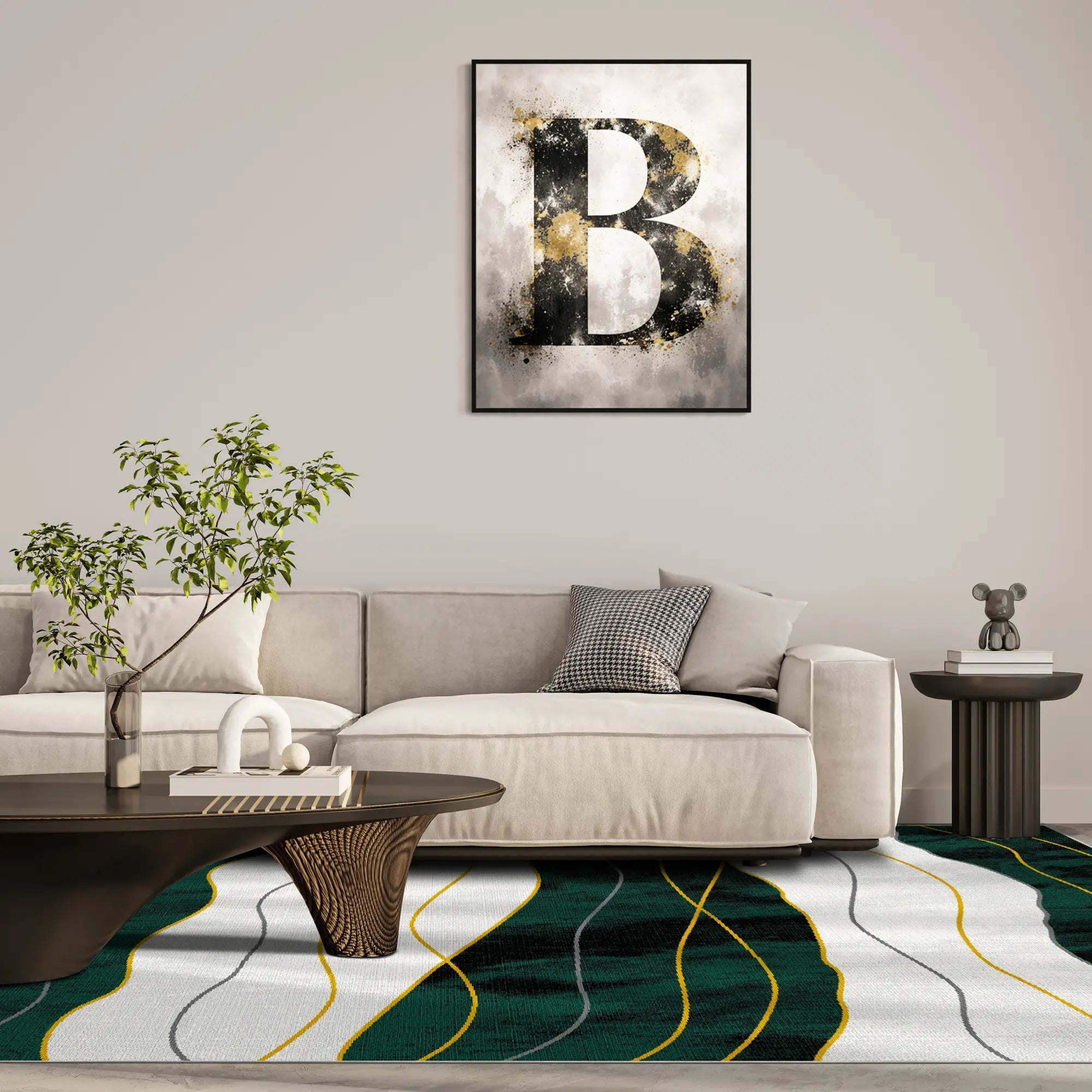 Килим Emerald Horizon з плавним абстрактним дизайном
