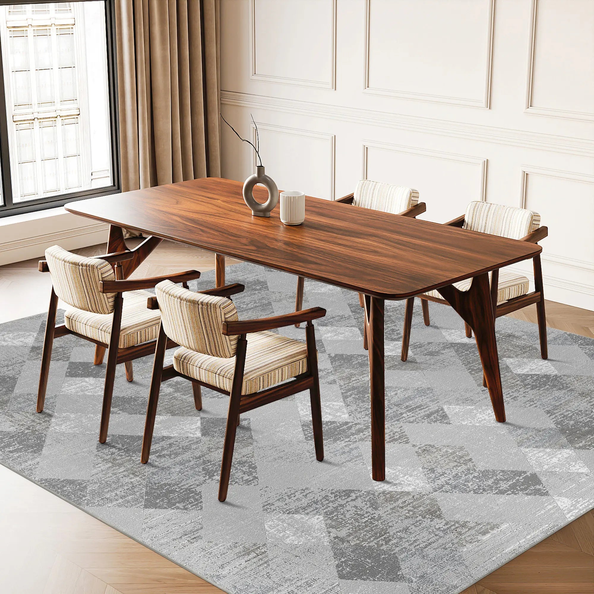 Килим із геометричним потертостями Silver Prism