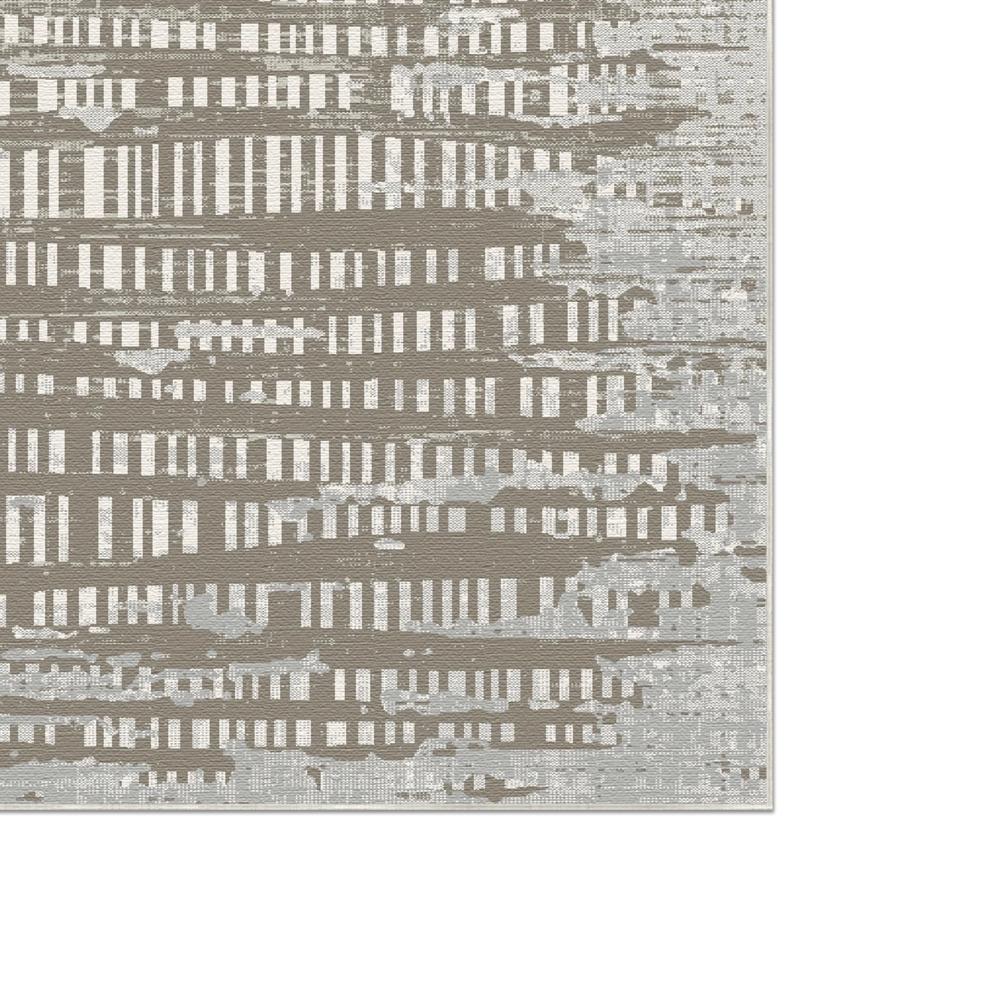 Килим Taupe Signal з цифровим glitch-дизайном