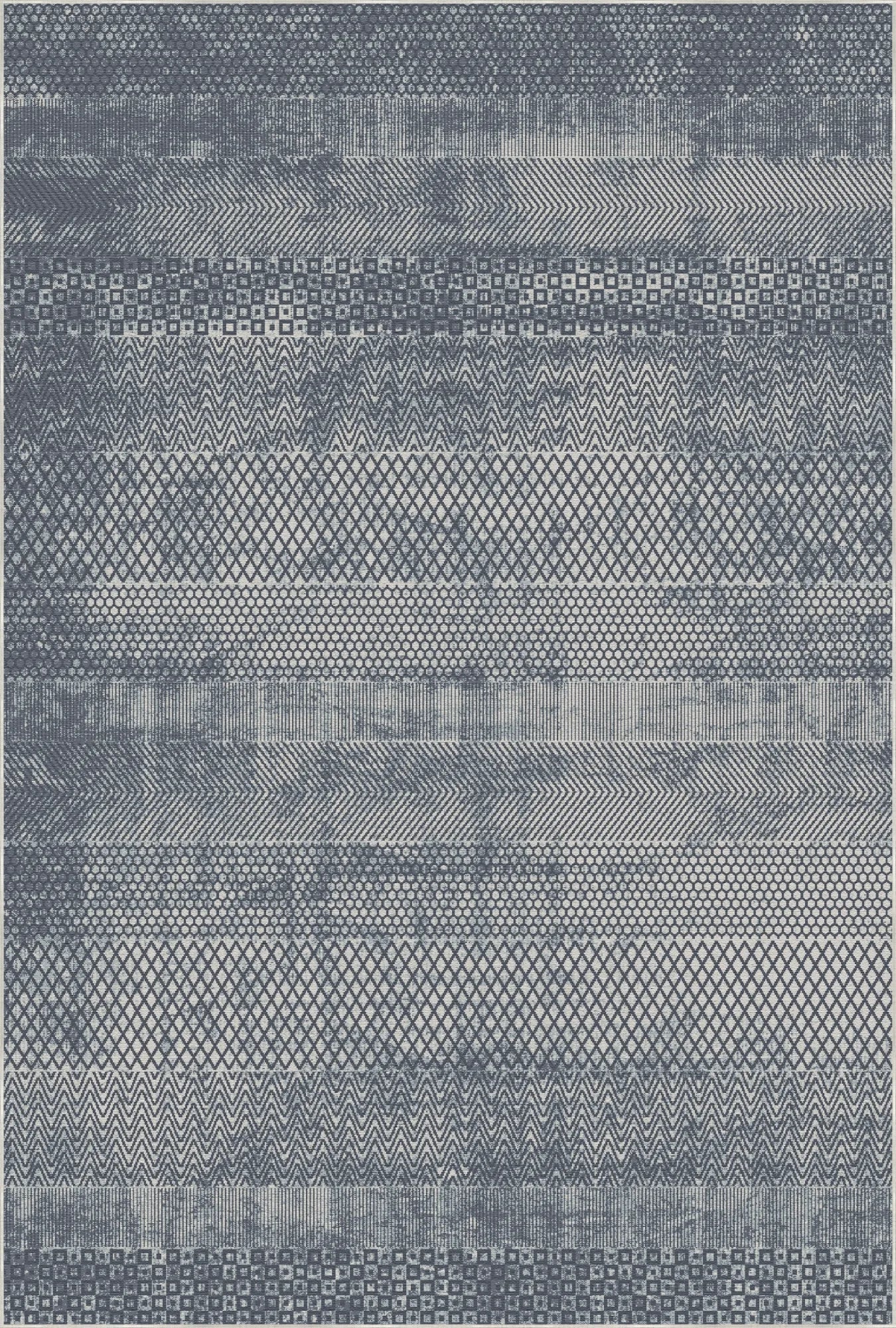 Геометричний килим з мозаїкою індиго та смугами