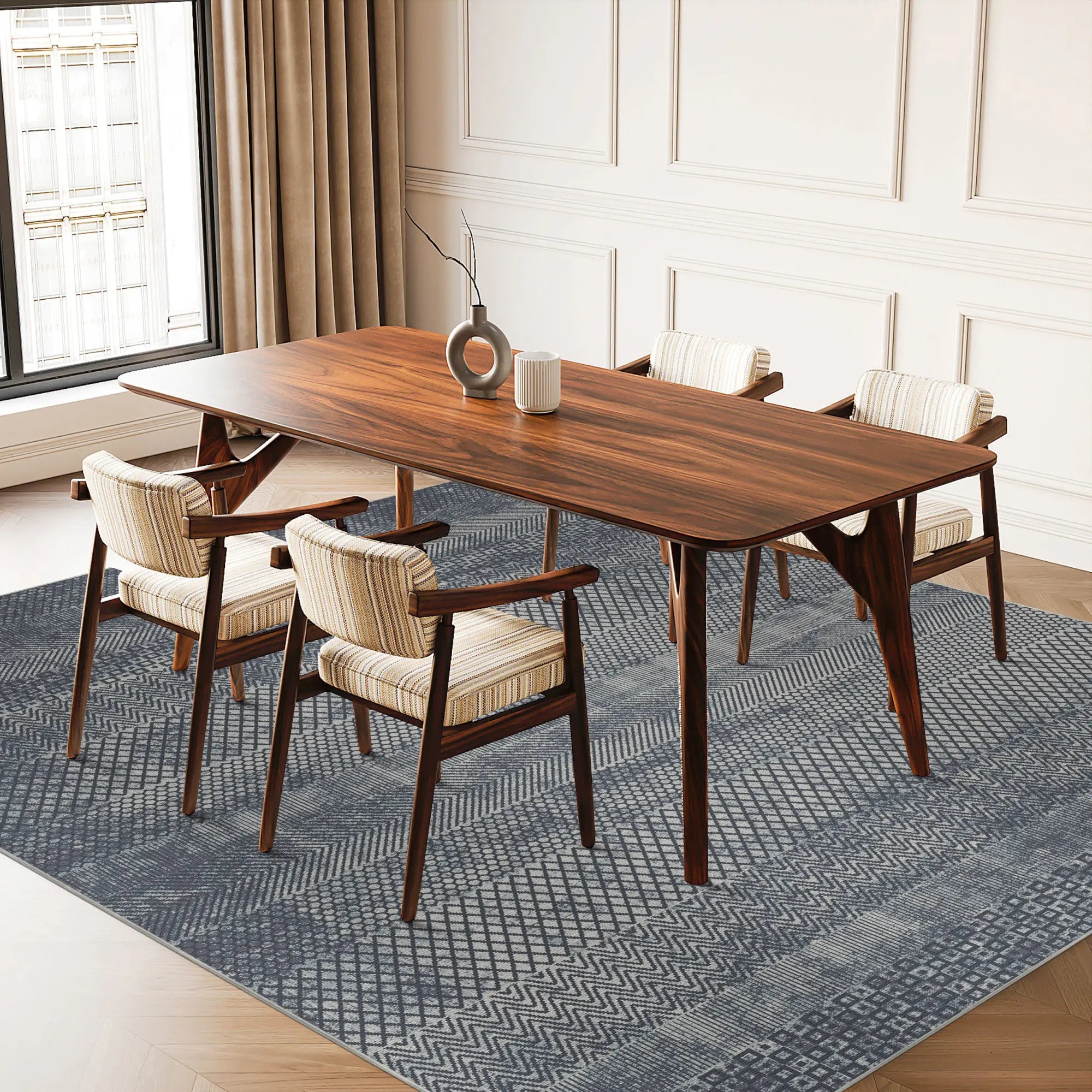 Килим Indigo Mosaic Banded з геометричним дизайном