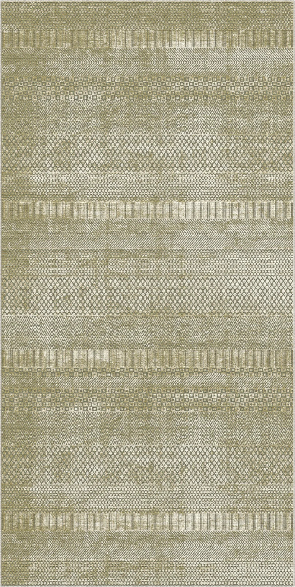 Килим Olive Green Mosaic Banded з геометричним дизайном