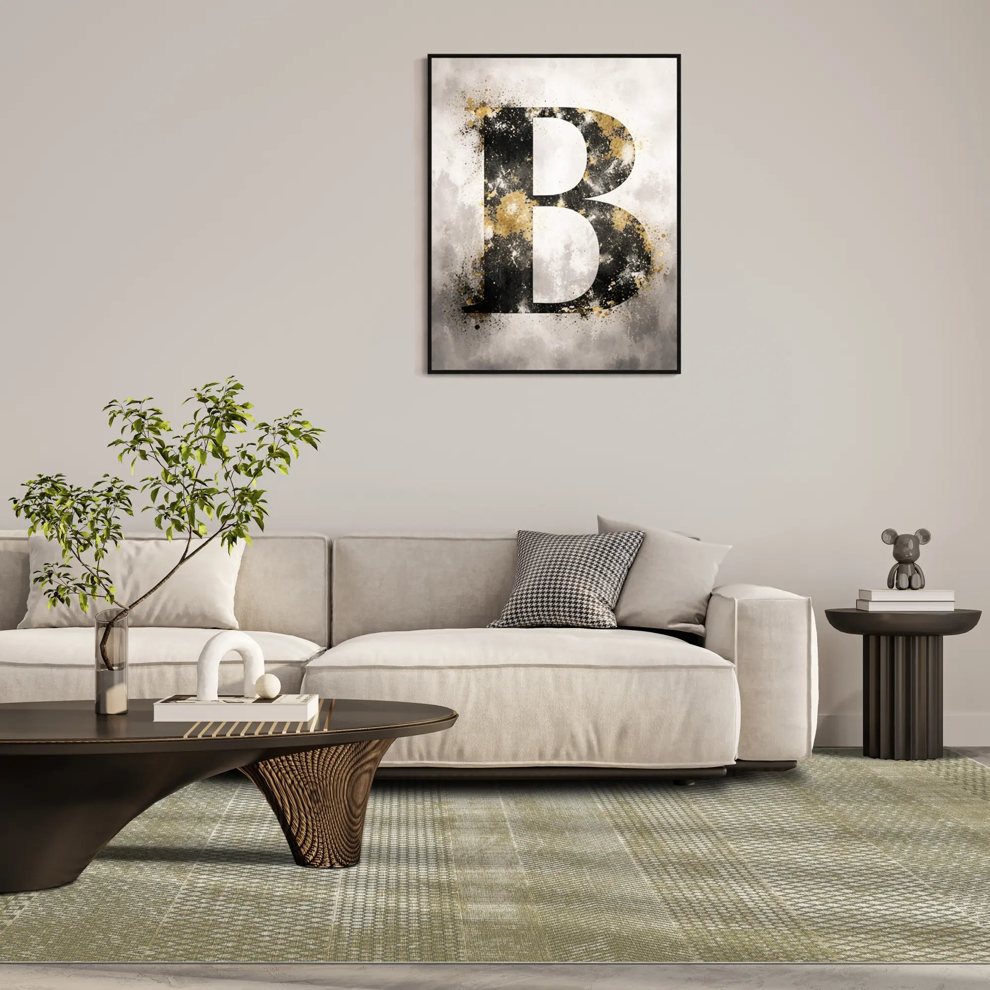 Килим Olive Green Mosaic Banded з геометричним дизайном
