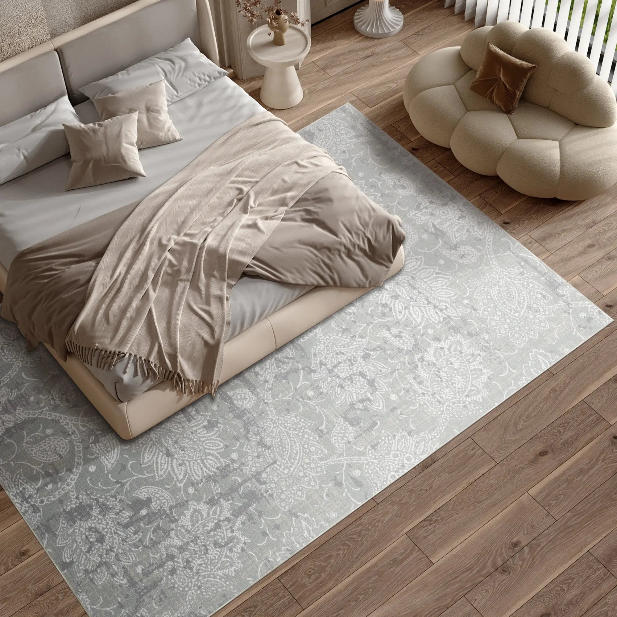 Сріблястий килим з пейслі зістарений сірий