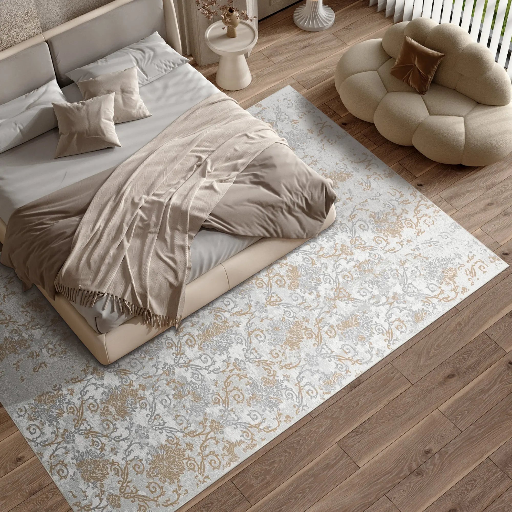 Килим з еродованого дамаску з бурштинового туману