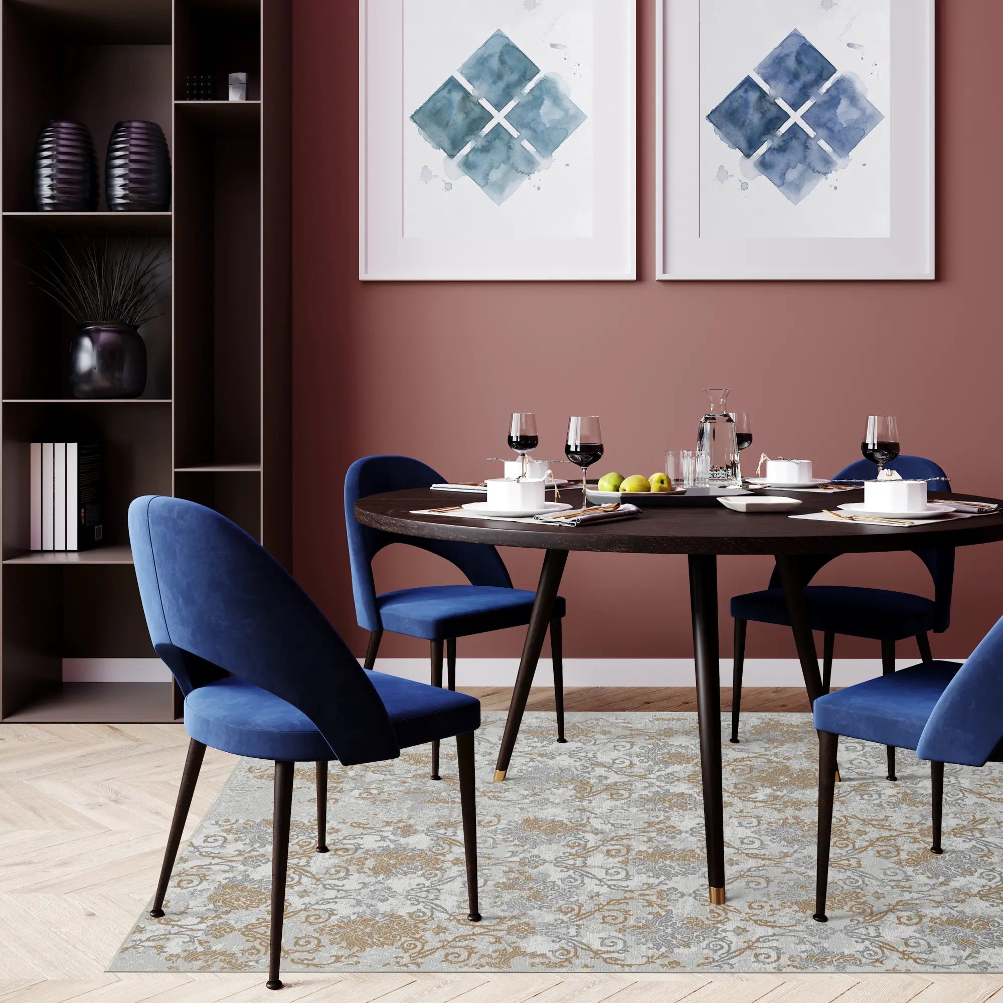 Килим з еродованого дамаску з бурштинового туману