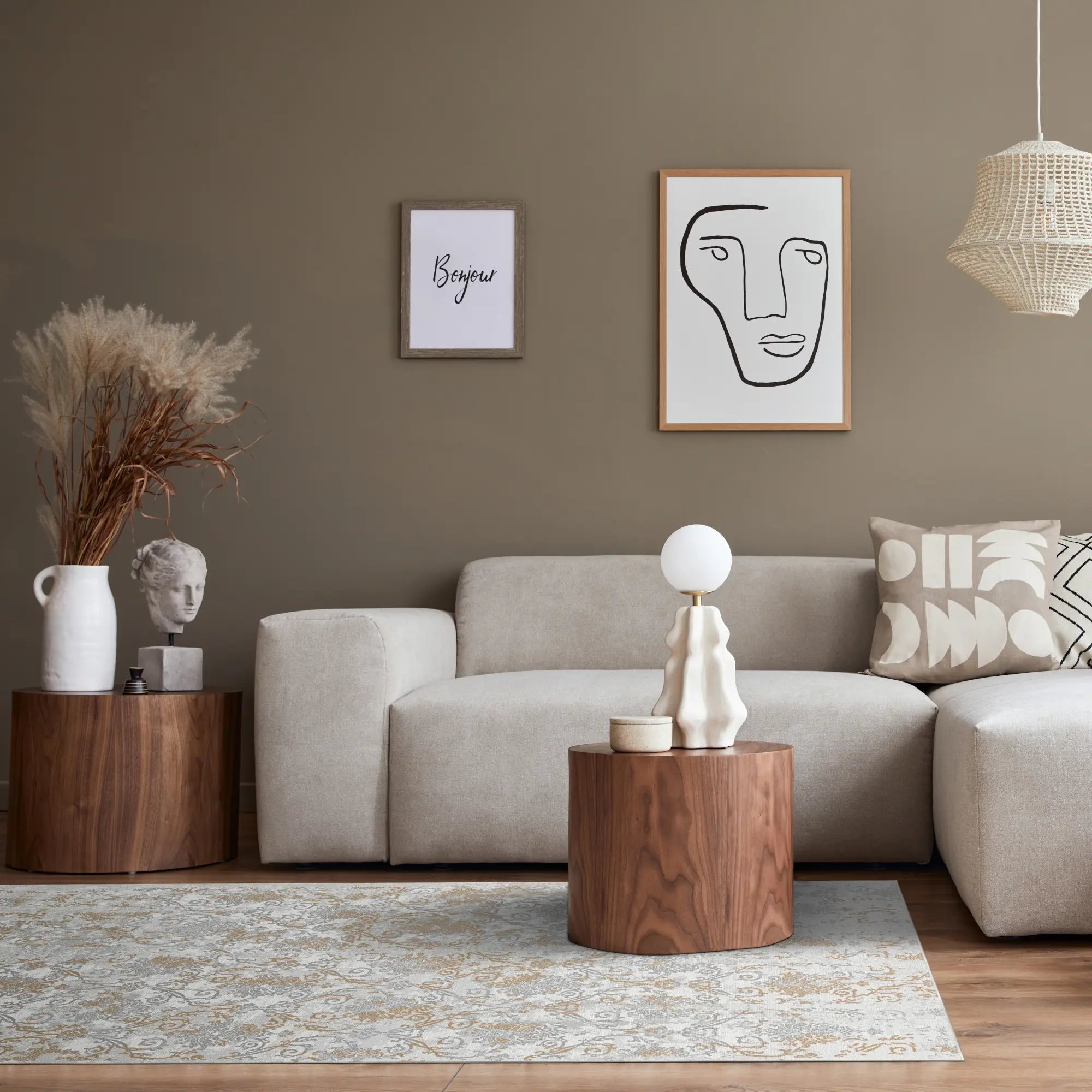 Килим з еродованого дамаску з бурштинового туману