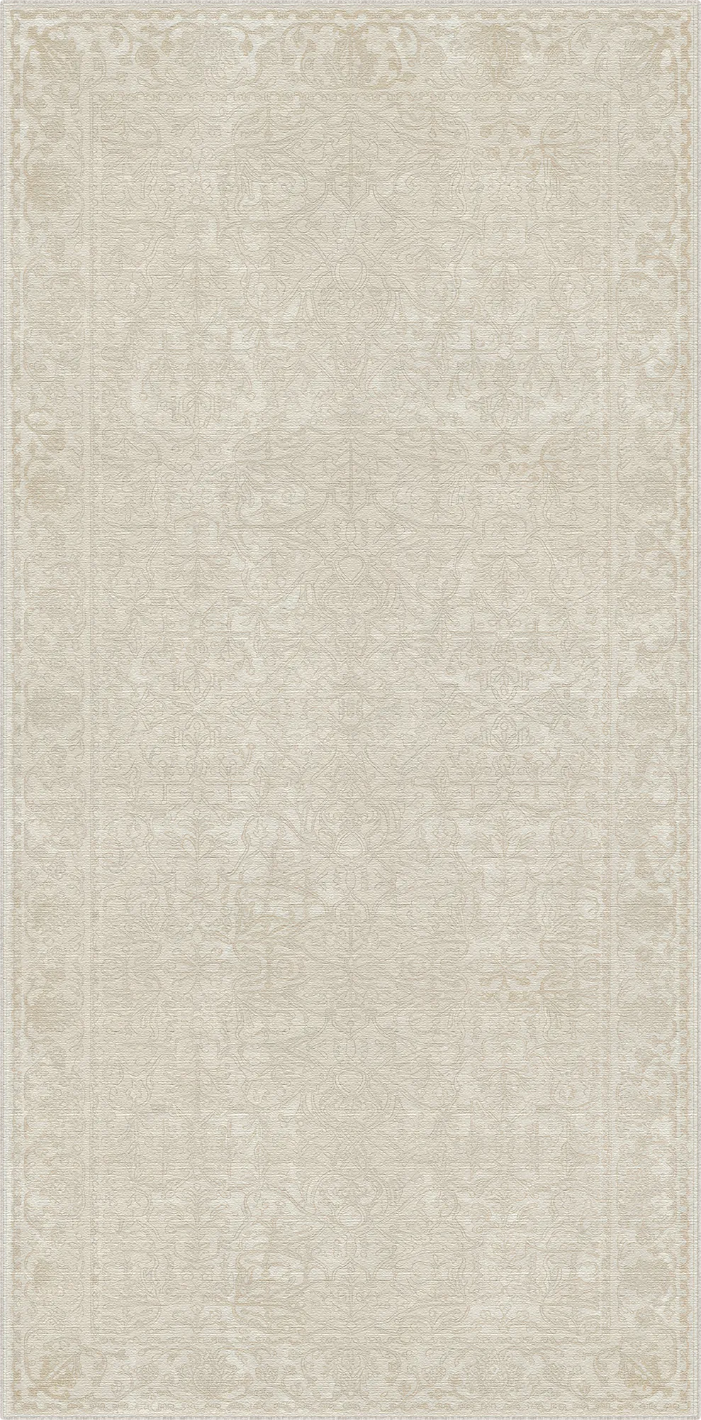 Beige textured rug on a plain background